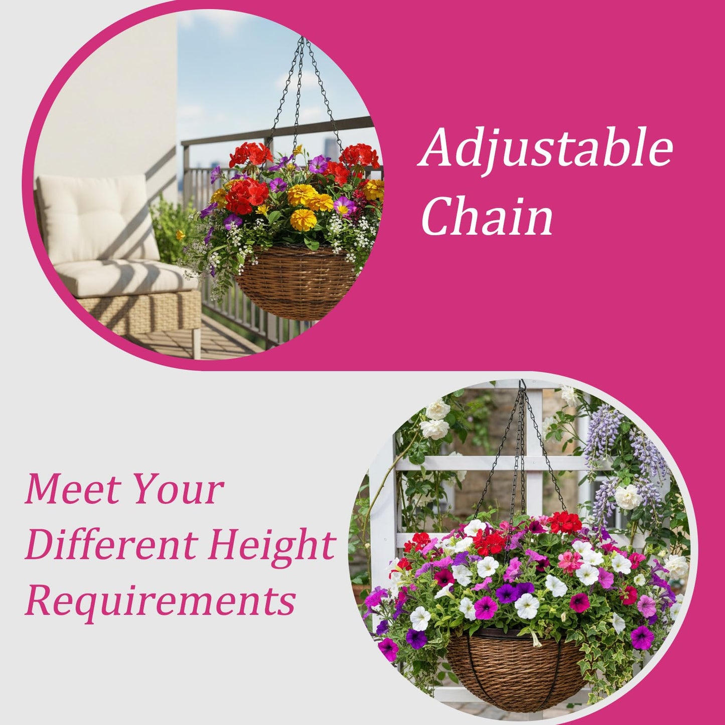 Jeffdad 3 Pack 16 Inch Hanging Basket Chain, Flower Pot Chain with Hooks 3 Point Plant Pot Replacement Chains Hanger Flowerpot Chains Replacement PlantHangers for Planters Bird Feeders Lanterns