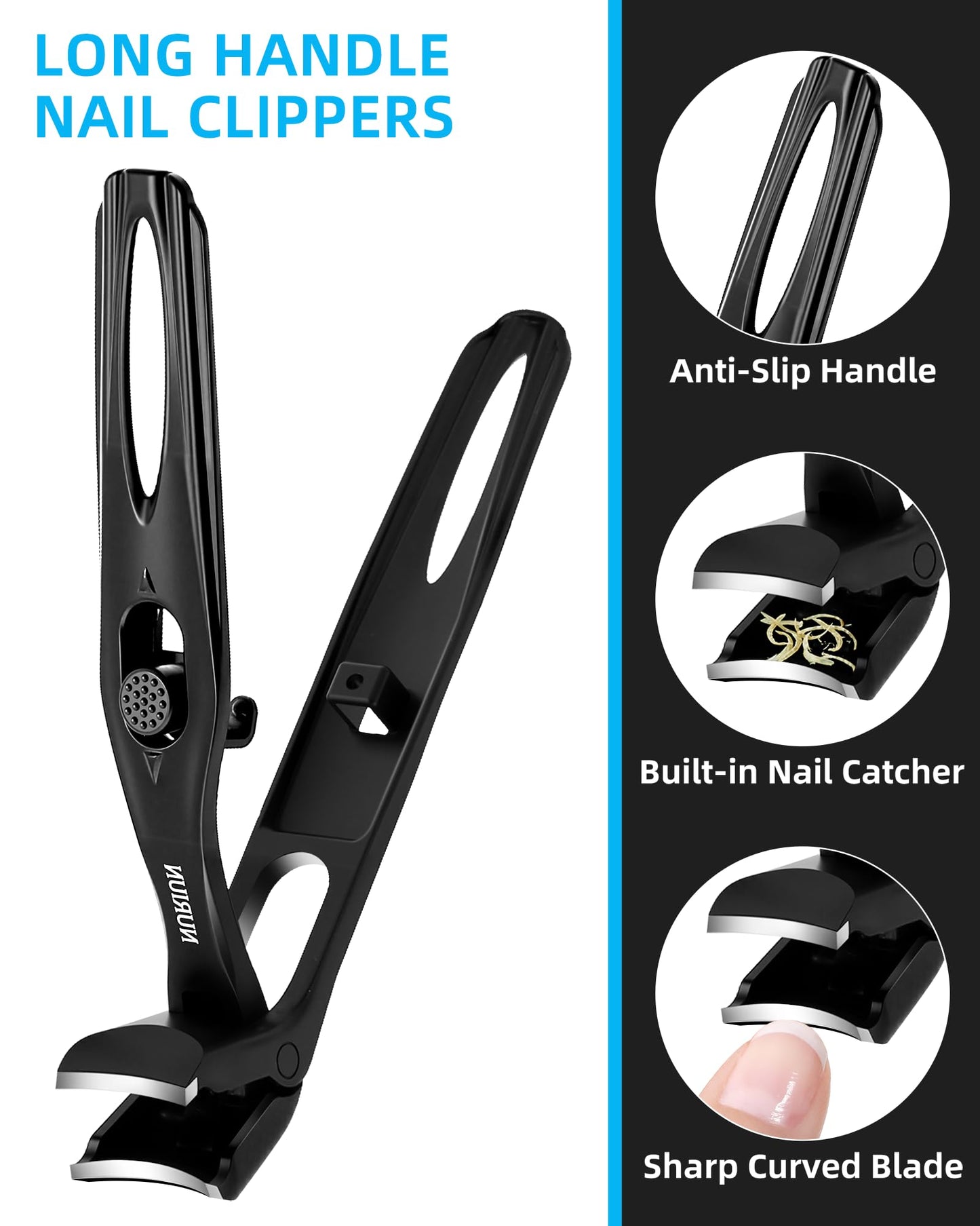 Long Handled Toenail Clippers for Seniors Thick Toenails, Angled Head Large Nail Clippers for Men, Heavy Duty Professional Toe Nail Clippers for Thick Nails