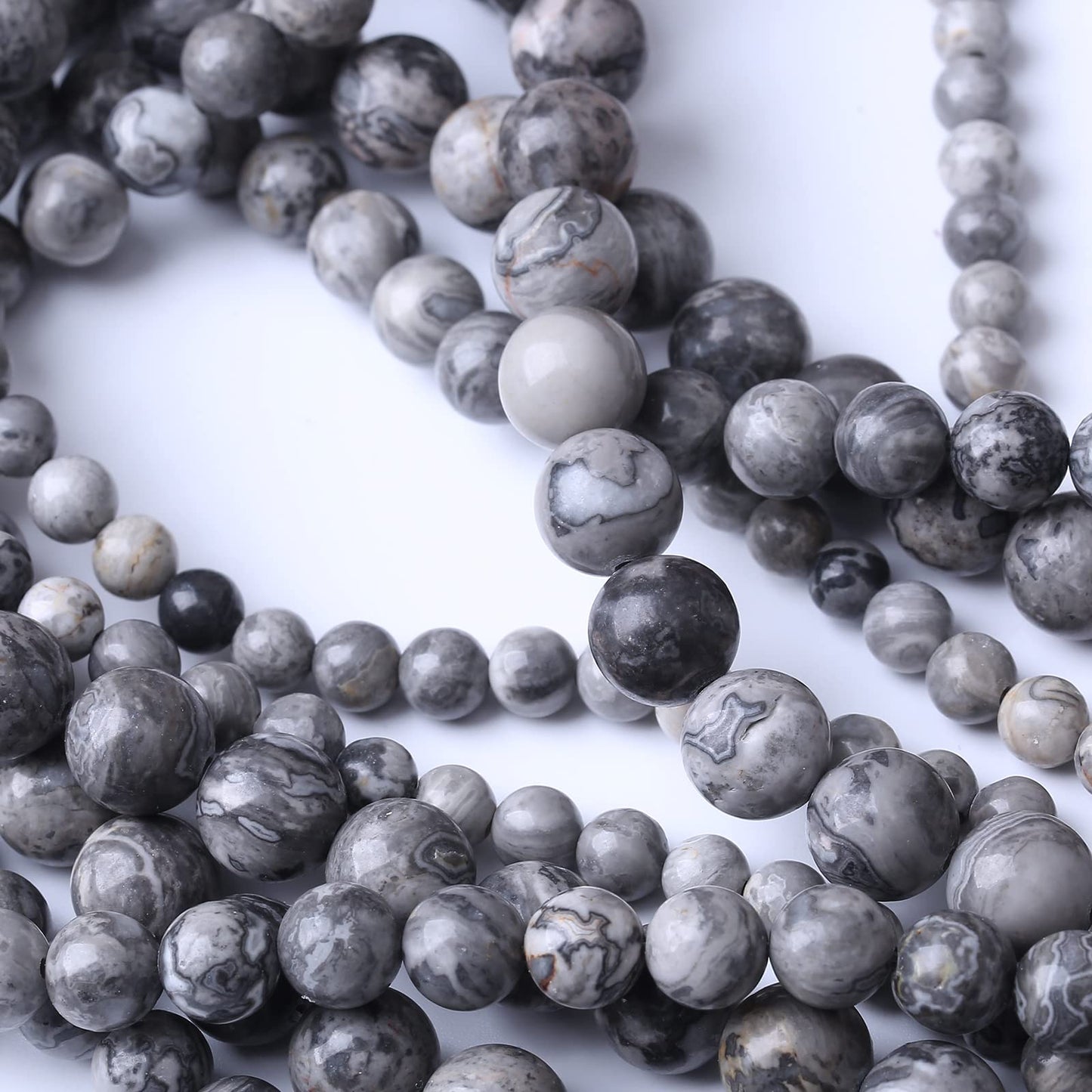90PCS 4MM Grey map Stone Beads Natural Gemstone Bead Crystal Healing Energy Jewelry Making DIY 16 inches