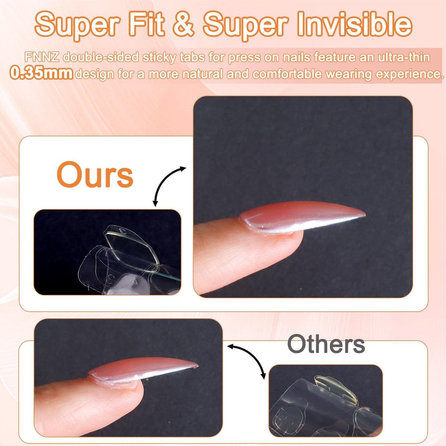 FNNZ 300 Pcs (10 Sheets) Nail Adhesive Tabs, Ultra Thin Double-Sided Nail Sticky Tabs for Press on, 15 Sizes Jelly Nail Glue Stickers Waterproof Press on Nail Sticky Tabs for Manicure Nail Accessories