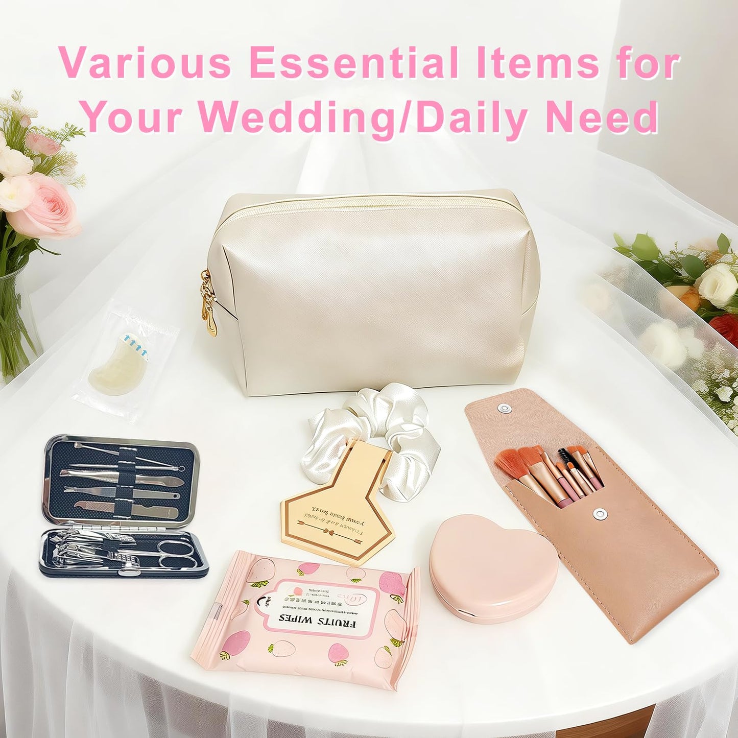 Wedding Emergency Kit for Bride with 30+ Wedding Essentials, Bridal Emergency Kit for Wedding Day, Wedding Survival Set (Style A)