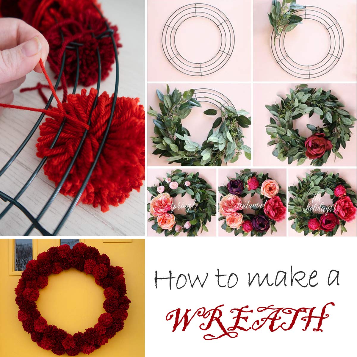 UltraOutlet 6 Pack 14 Inch Metal Wreath Frame Wreath Ring for Crafts with 6 Adhesive Hooks and 3.3 Yard Burlap, Front Door Christmas New Year Valentines Wedding Decoration