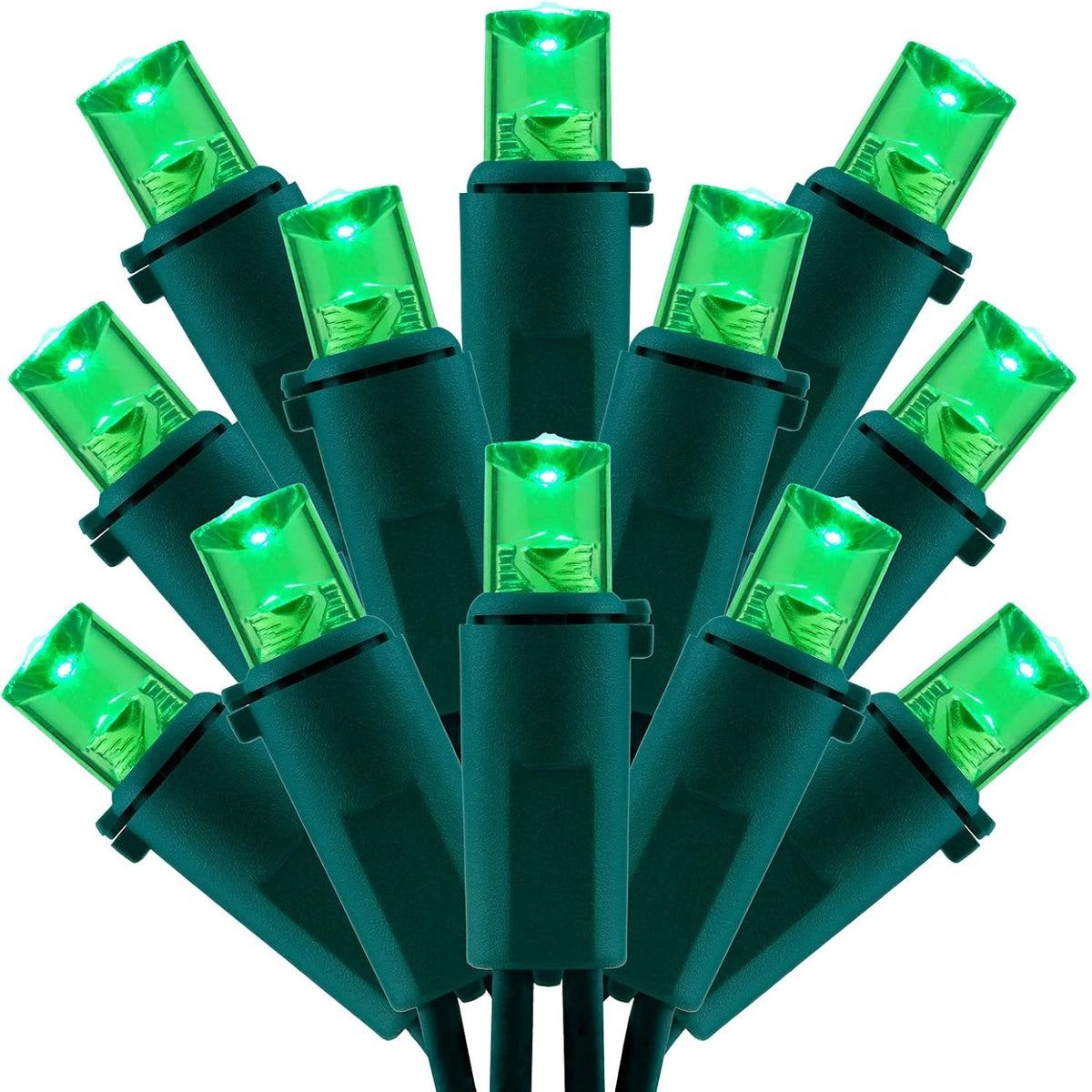 200 Count Green Wide Angle LED Christmas Lights, 66 ft Green Wire UL Certified Commercial Grade 5mm Holiday String Light Set (Green)