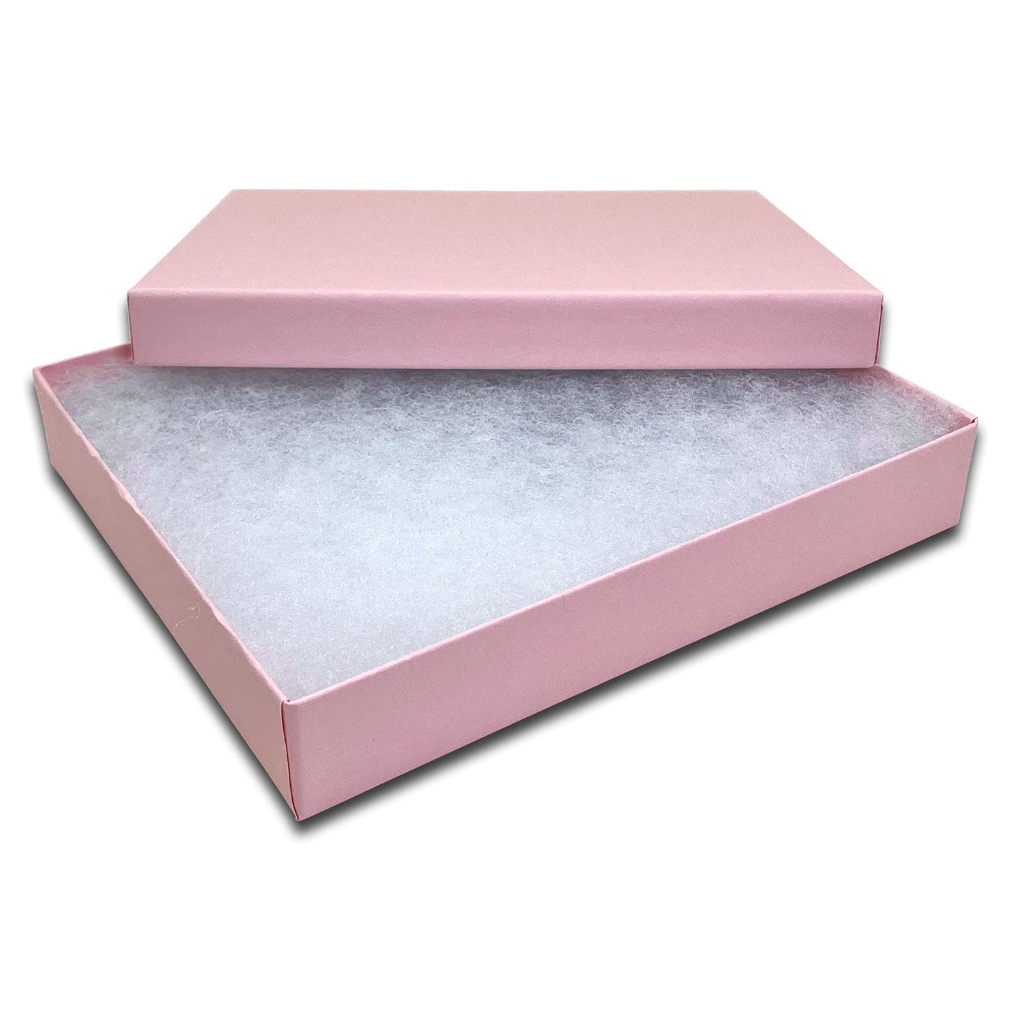 TheDisplayGuys - 25-Pack #65 Cotton Filled Cardboard Paper Jewelry Boxes Gift Case - Pastel Pink (6.2" x 5.2" x 1.1") - for Shipping or Storage