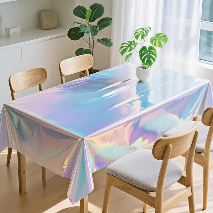 Iridescent Party Tablecloths, 54 x 108 Inches, 2-Pack