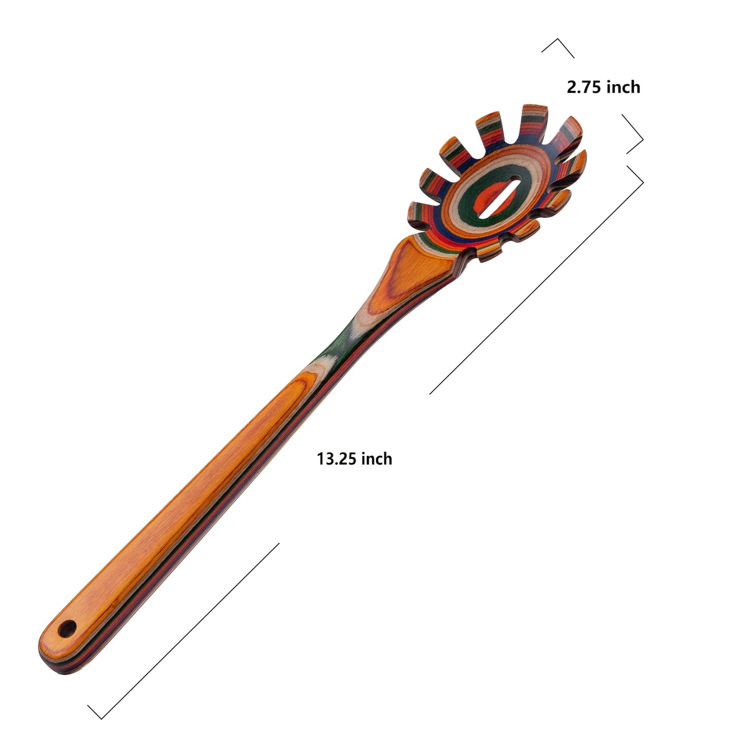 LEHAHA 13'' Wooden Pasta Spaghetti Spoon with Teeth, Pakkawood Fork Serving Utensil, Pastas Spatula Kitchen Tool, Slotted Pasta Spaghetti Strainer Spoon for Cooking Serving, Stirring & Serving Noodles
