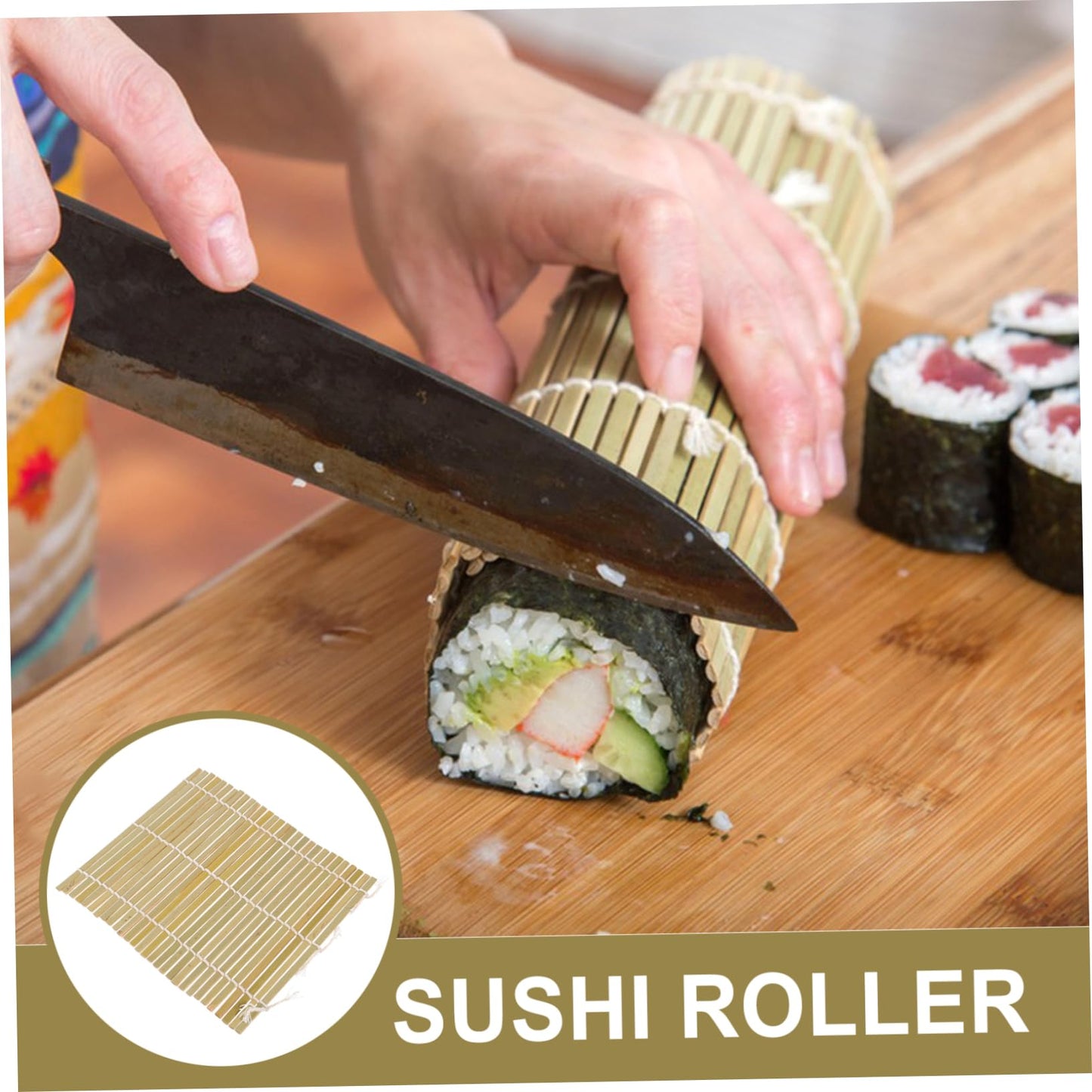 Kichvoe Bamboo Sushi Roller Mat 5.5 Inch Sushi Bamboo Mat for Diy Making Non-Stick Roller Kitchen Tool for Home and Lover