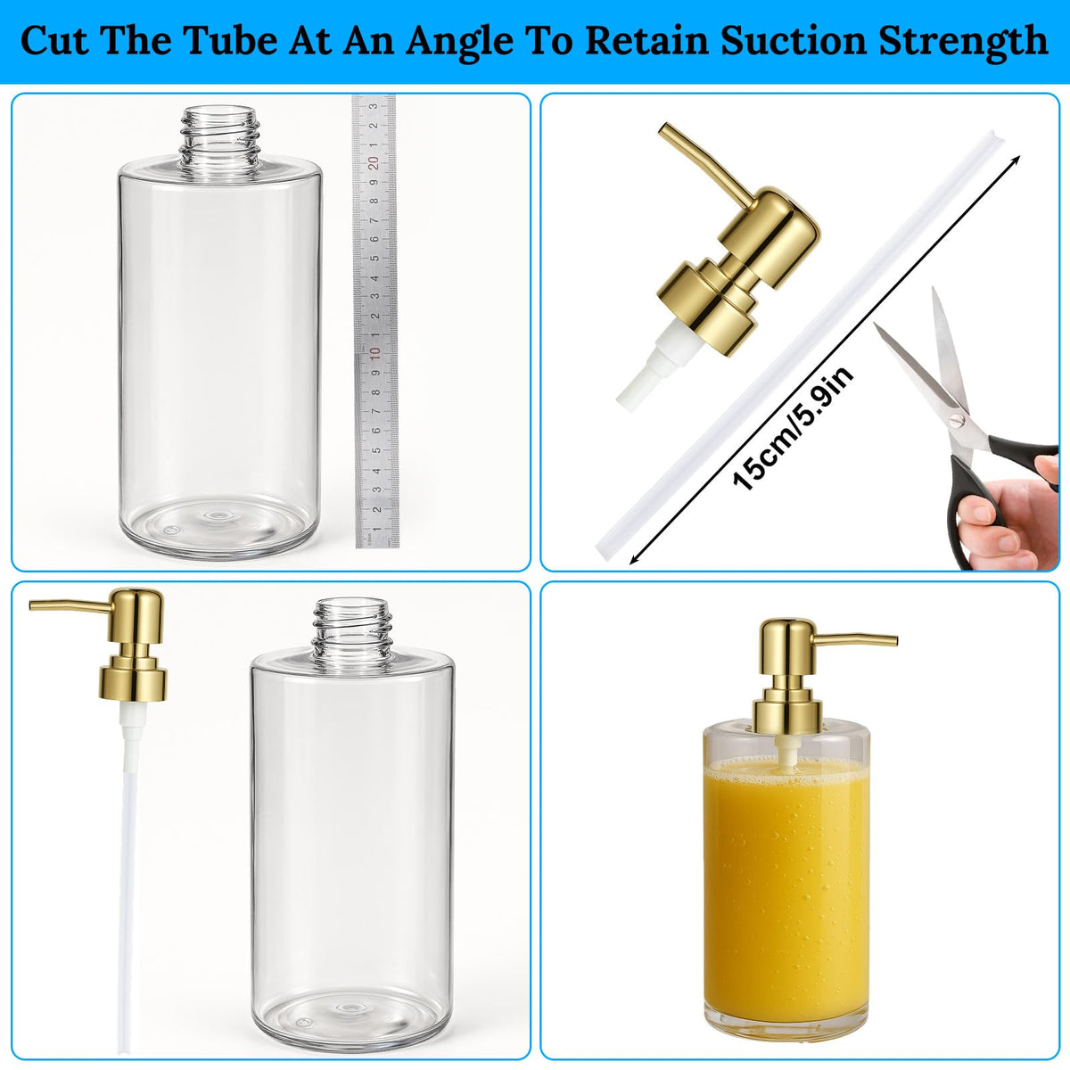 2 Pack Gold Soap Dispenser Pump Replacement Top Dispenser Pumps Refill Dispensers Liquid Hand Soap Dispensers Soaps Pumps Replacement for Lotion Regular Glass Mouth Bottles (2 Count)