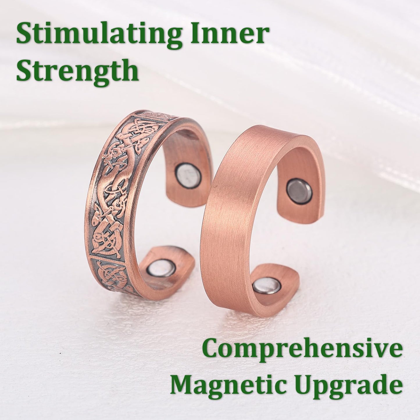 Fashtour 2pcs Copper Magnetic for Men, 99.99% Solid Pure Copper, 3500 Gauss #9, Classic Retro Style, Adjustable Cuff