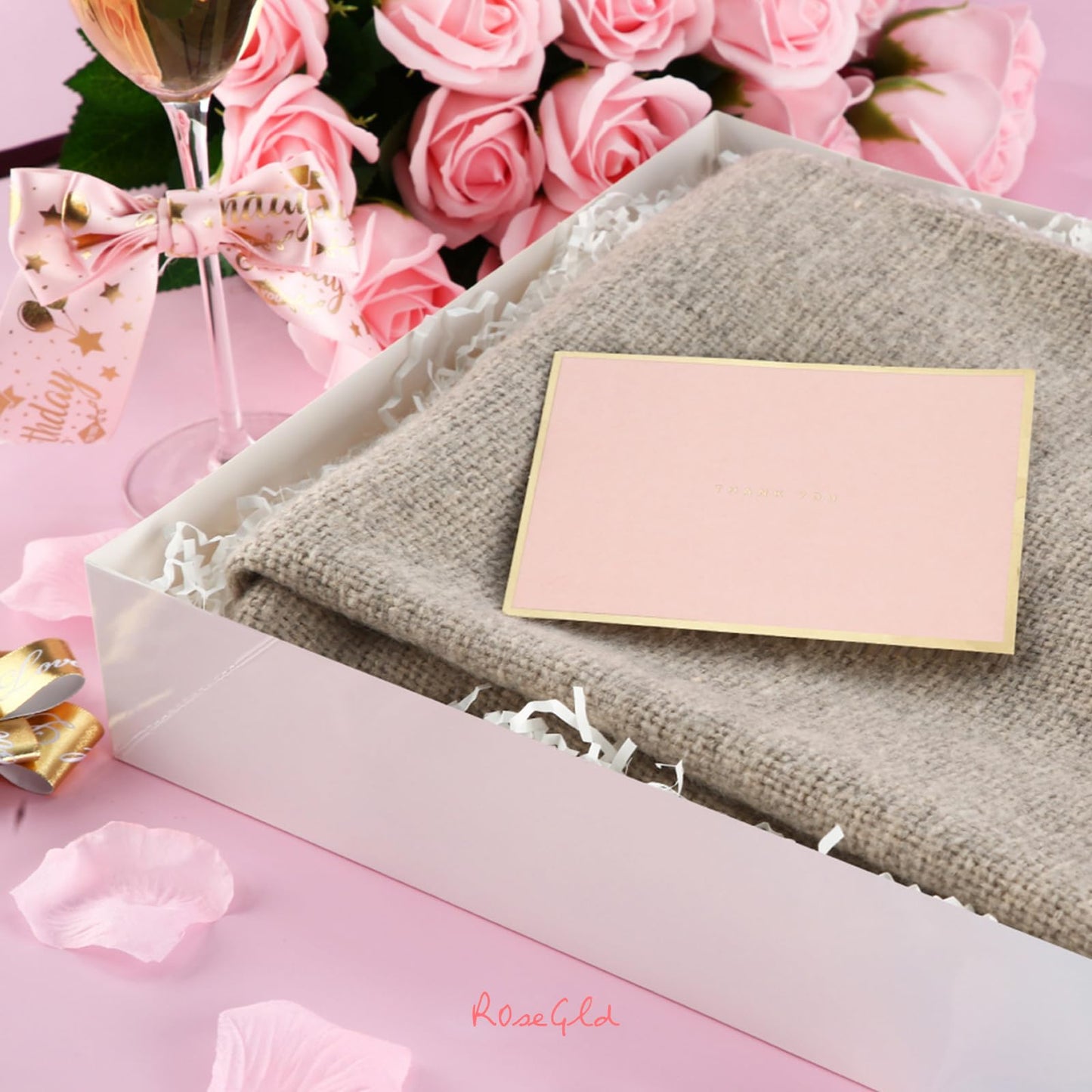 ROSEGLD 6 Extra Large Gift Boxes with Lids - 17x11x2.5 Inches, Rose Gold Gift Wrap Boxes with Grain Texture for Clothes & Apparel