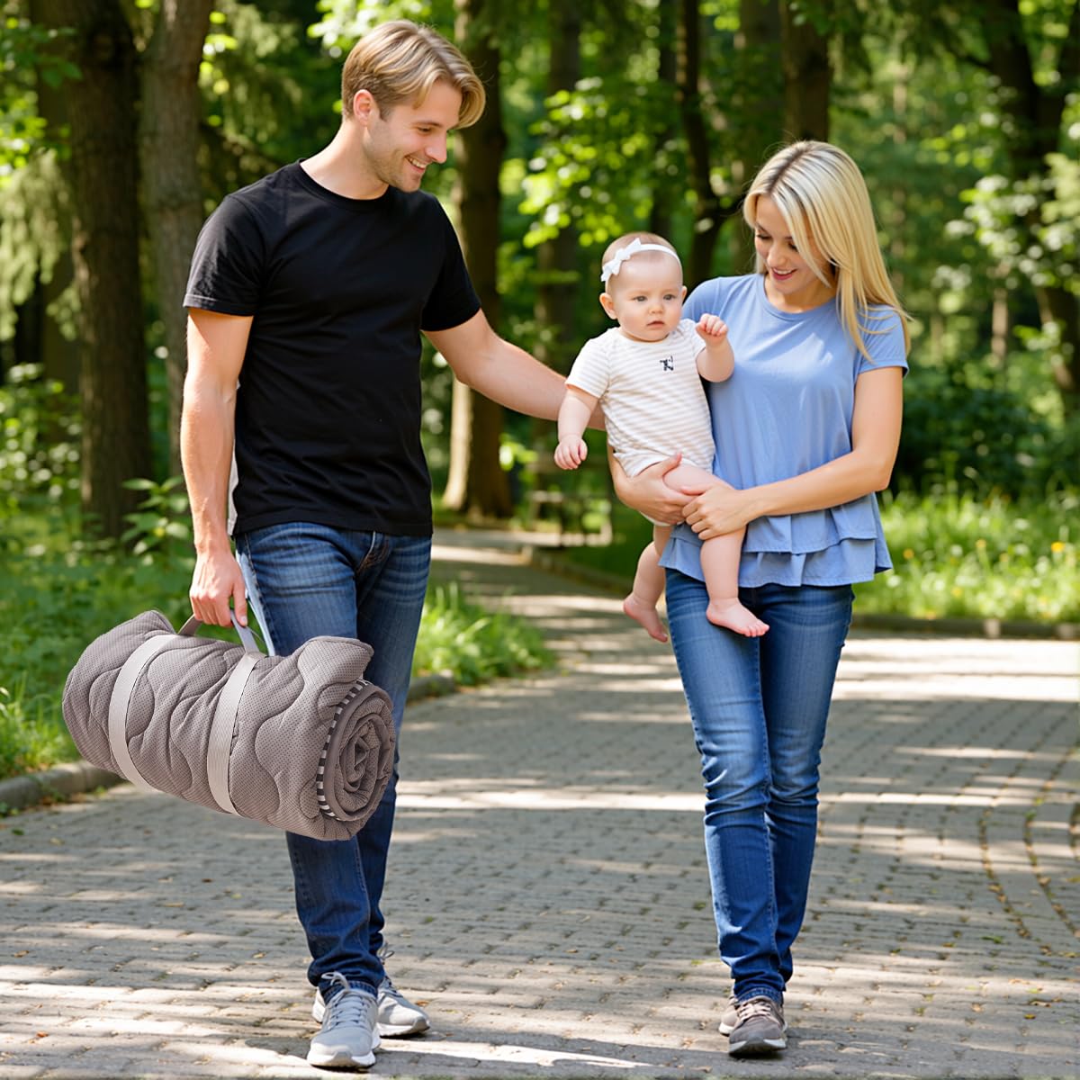 Momcozy Baby Play Mat for Floor, 50x50 Thickened Playpen Mat, Playmate for Baby Tummy Time, Waterproof & Non-Slip, Foldable Outdoor Mat with Carrying Handle, Leopard