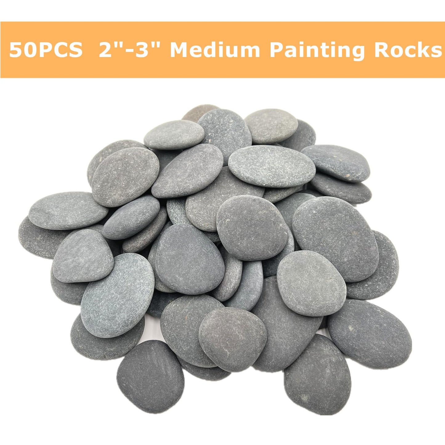 Lifetop 50 PCS Rocks Bulk for Painting, 2"-3" Natural River DIY Flat & Smooth Kindness Stones for Crafts, Decoration, Medium Rocks for Painting,Hand Picked