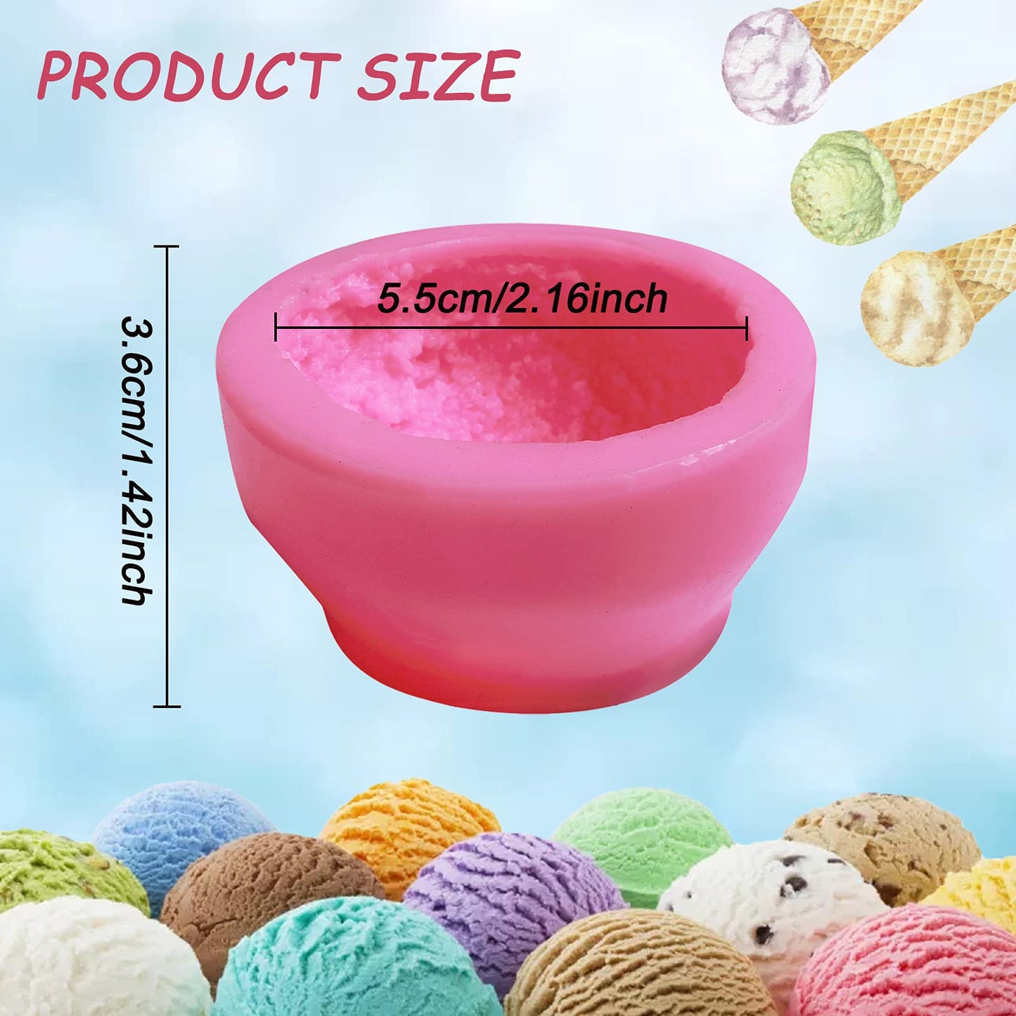 3D Ice Cream Ball Shaped Silicone Molds - Cookie & Pastry Mold for Wedding Cake, Chocolate Dessert Decor, DIY Candle & Soap Crafts, 4PCS