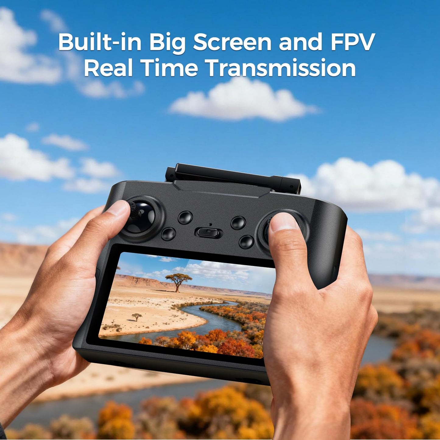 FPV Drone with Camera 4K for Adults,Big Screen on Remote Controller,2 pcs Batteries and Carrying Case,Gift for Men,Easy Fly Quadcopter for Beginners with Optical Flow Positioning