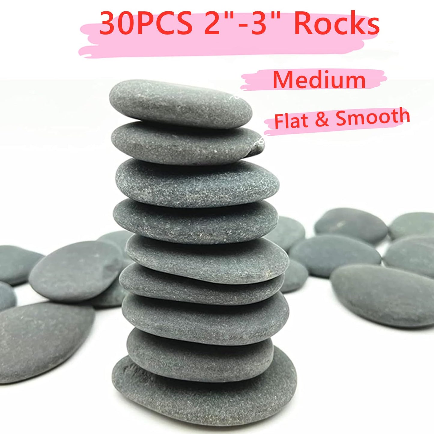 lifetop 50PCS Painting Rocks, Natural DIY Rocks Flat & Smooth Kindness Rocks for Arts, Crafts, Decoration, Medium & Small Rocks for Painting ，1.5"-3"Hand Picked for Painting Rocks
