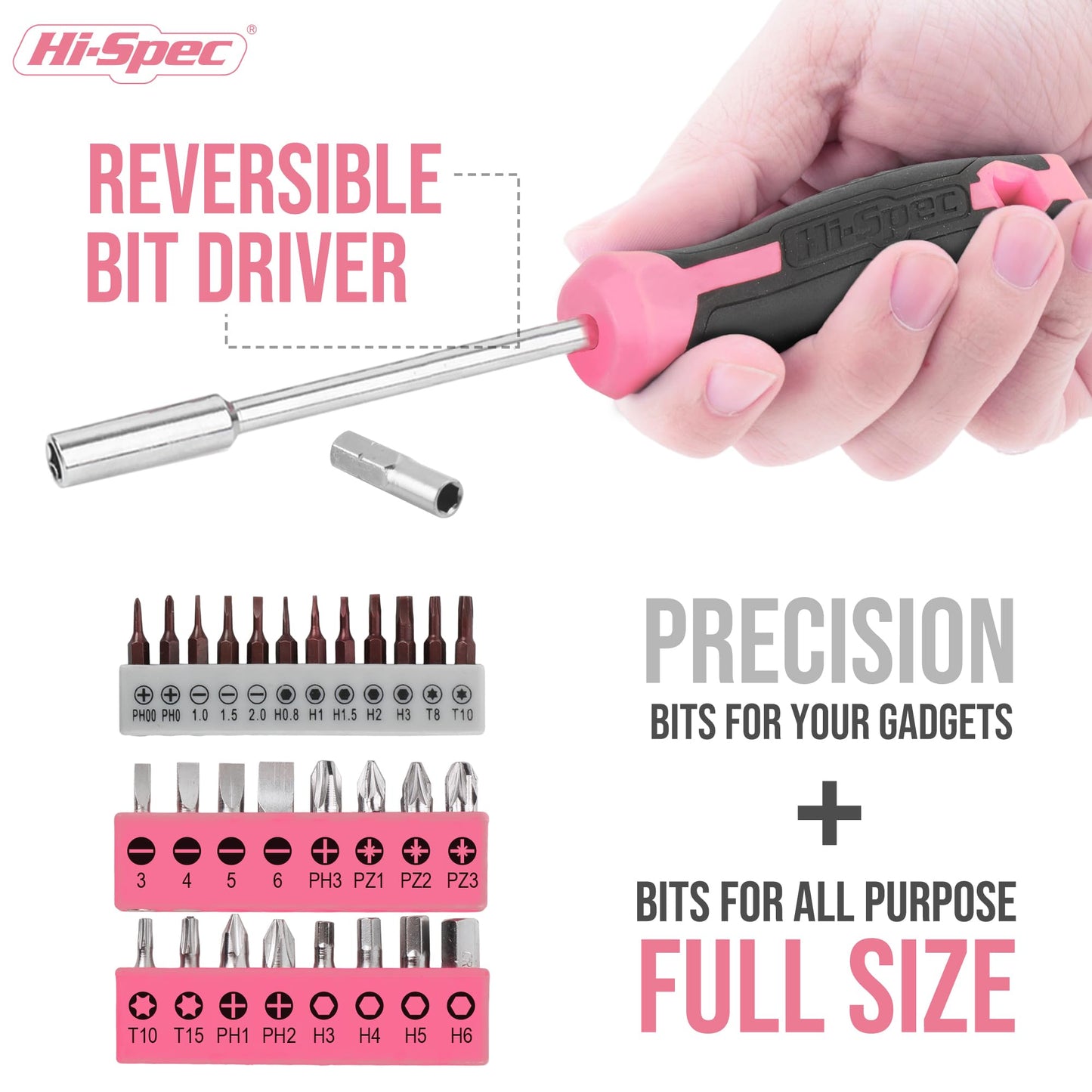 Hi-Spec Tool Kit, General Household Hand Tool Set with Toolbox Storage Case, All-in-One Compact Toolkit for DIY & Dorm Use, Pink