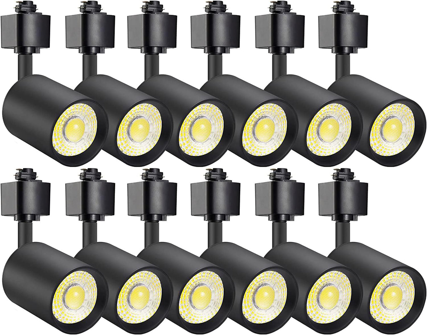 VANoopee 12-Pack 10W Dimmable LED Track Lighting Heads H Type Track Light Replacement Fixtures Bright 3000K Warm White Ceiling Spotlight for Accent Task Art, Flicker Free CRI90+ 24° 800lm Black