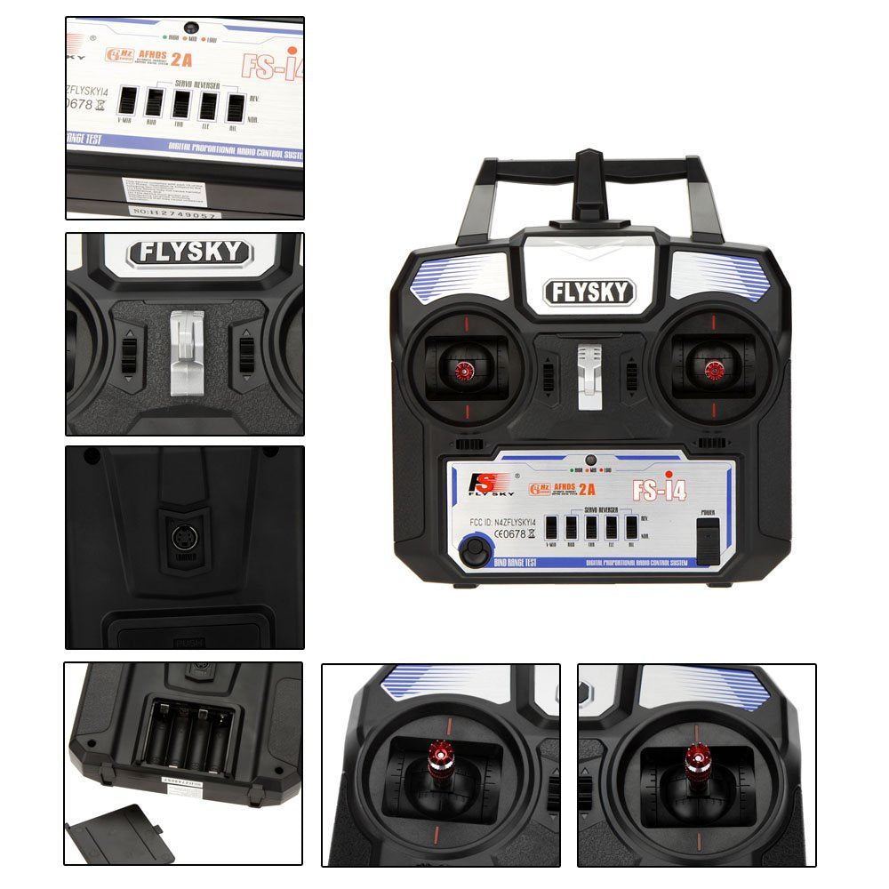GoolRC Flysky FS-i4 4CH RC Transmitter with Receiver FS-A6, 2.4GHz 4 Channel AFHDS 2A Remote Controller for RC Helicopter Glider