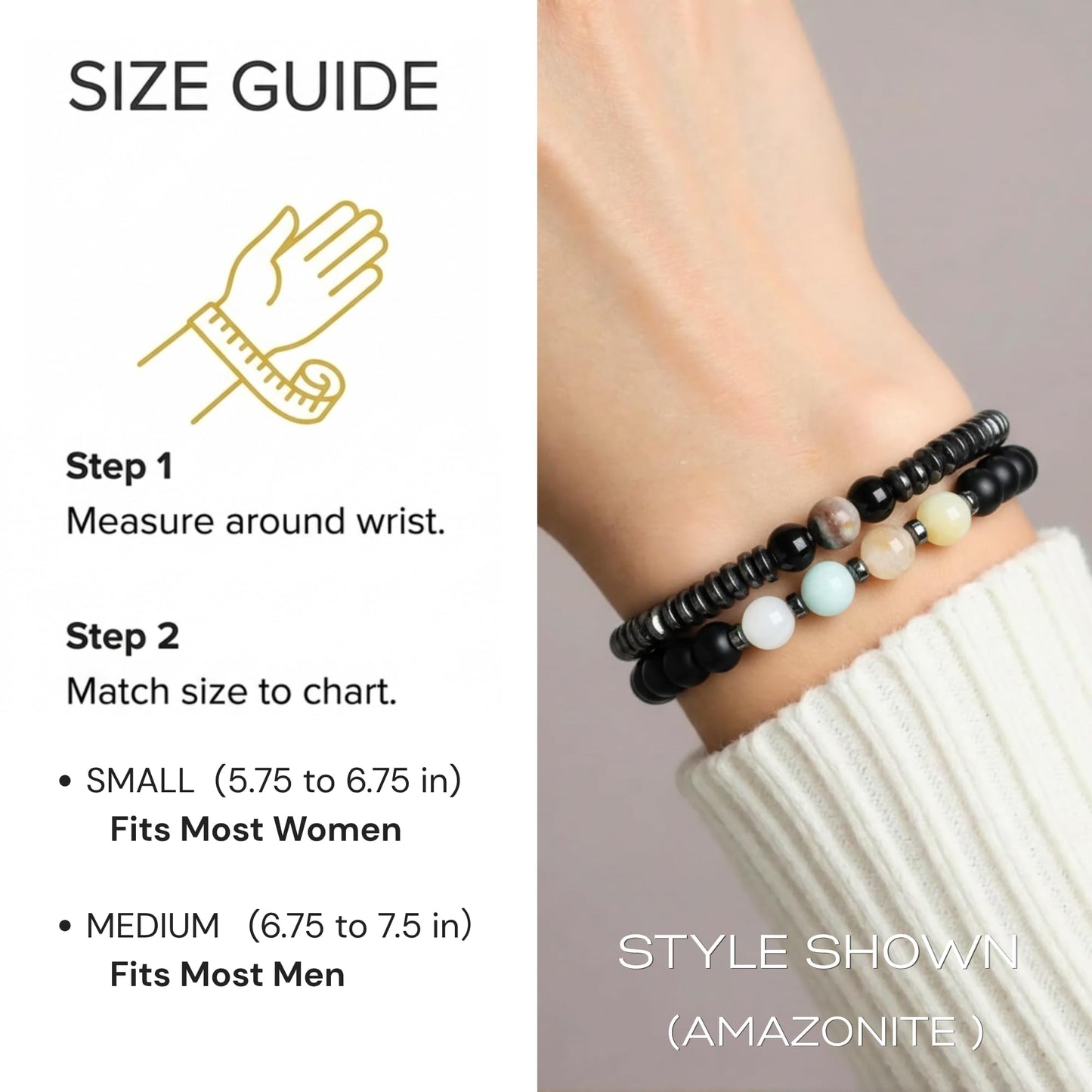 WestLuna Magnetic Healing Bracelet Set – Adjustable Magnetic Hematite Bracelets for Women Men, Slimming Crystal Chakra Energy Beaded Bracelet Gift(Tiger's Eye, Medium)