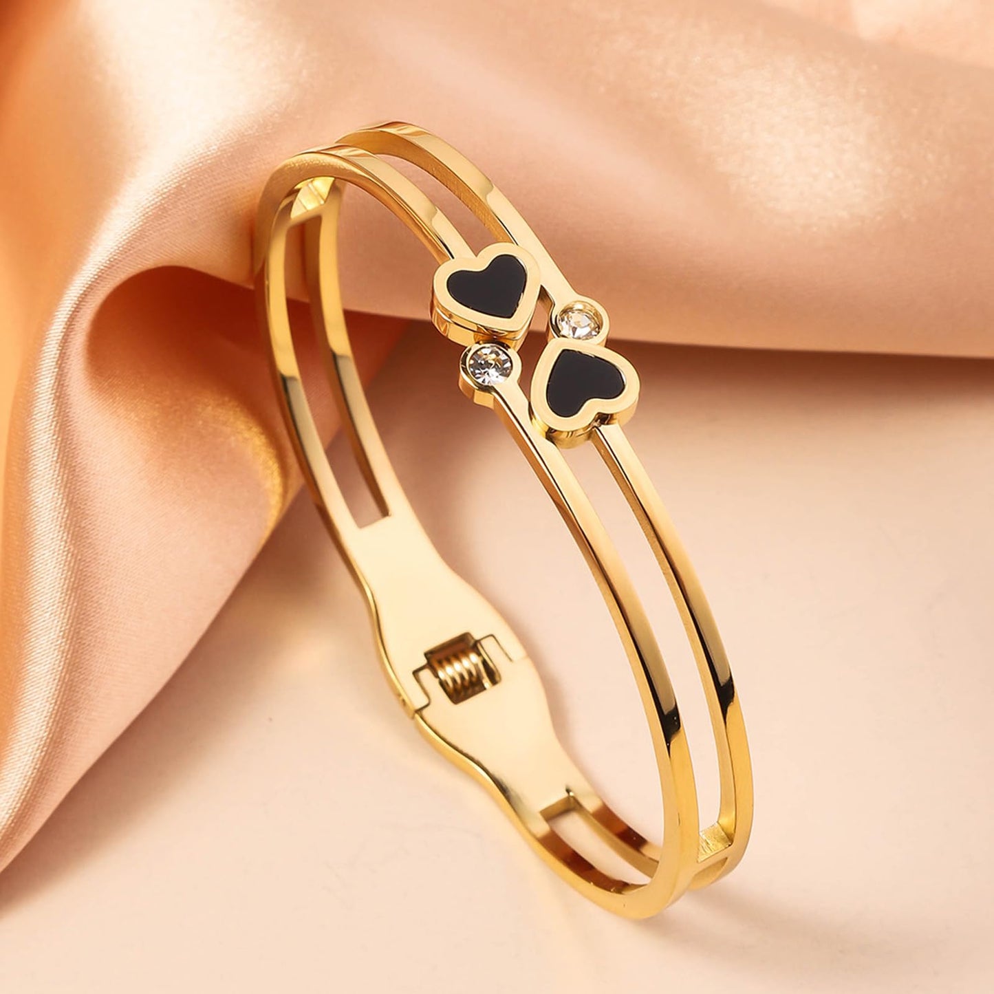 Vbvbip 18K Gold Plated 316L Stainless Steel Bangle Bracelet Collection - 12 Unique Designs + Matching Diamond-Accent Titanium Steel Chain, Gift for Women