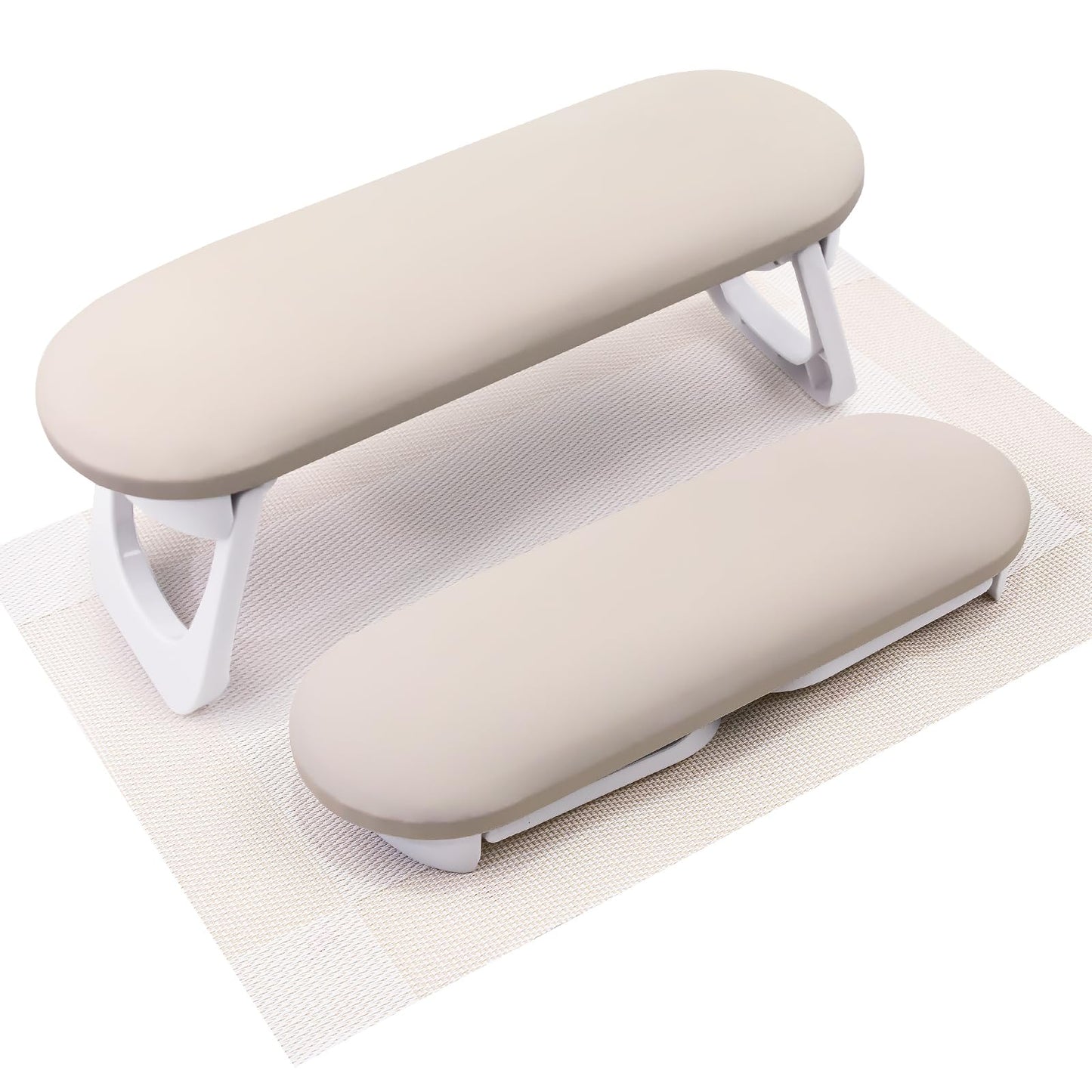Subay Arm Rest for Nails Tech, Foldable PU Leather Nail Arm Rest for Acrylic Nails Cushion Hand Holder, Hand Rest Pillow Nail Art Accessories Tool for Manicure Pedicure Salon Home Use - Light Brown