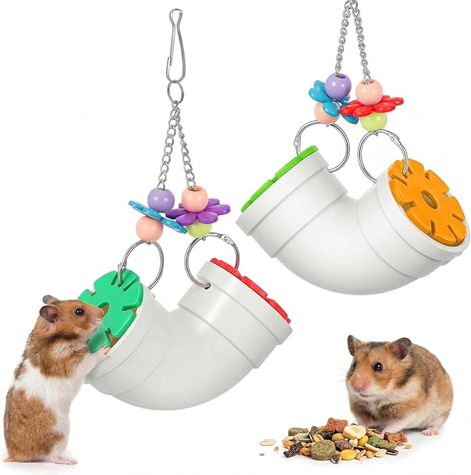 Shappy 2 Pack Rat Enrichment Toys, Wide Opening Rat Foraging Feeder for Various Treats, Hanging Slow Feeder Easy Clean Interactive Small Animal Puzzle Toy, Rodent Cage Accessories for Mice, Parakeets