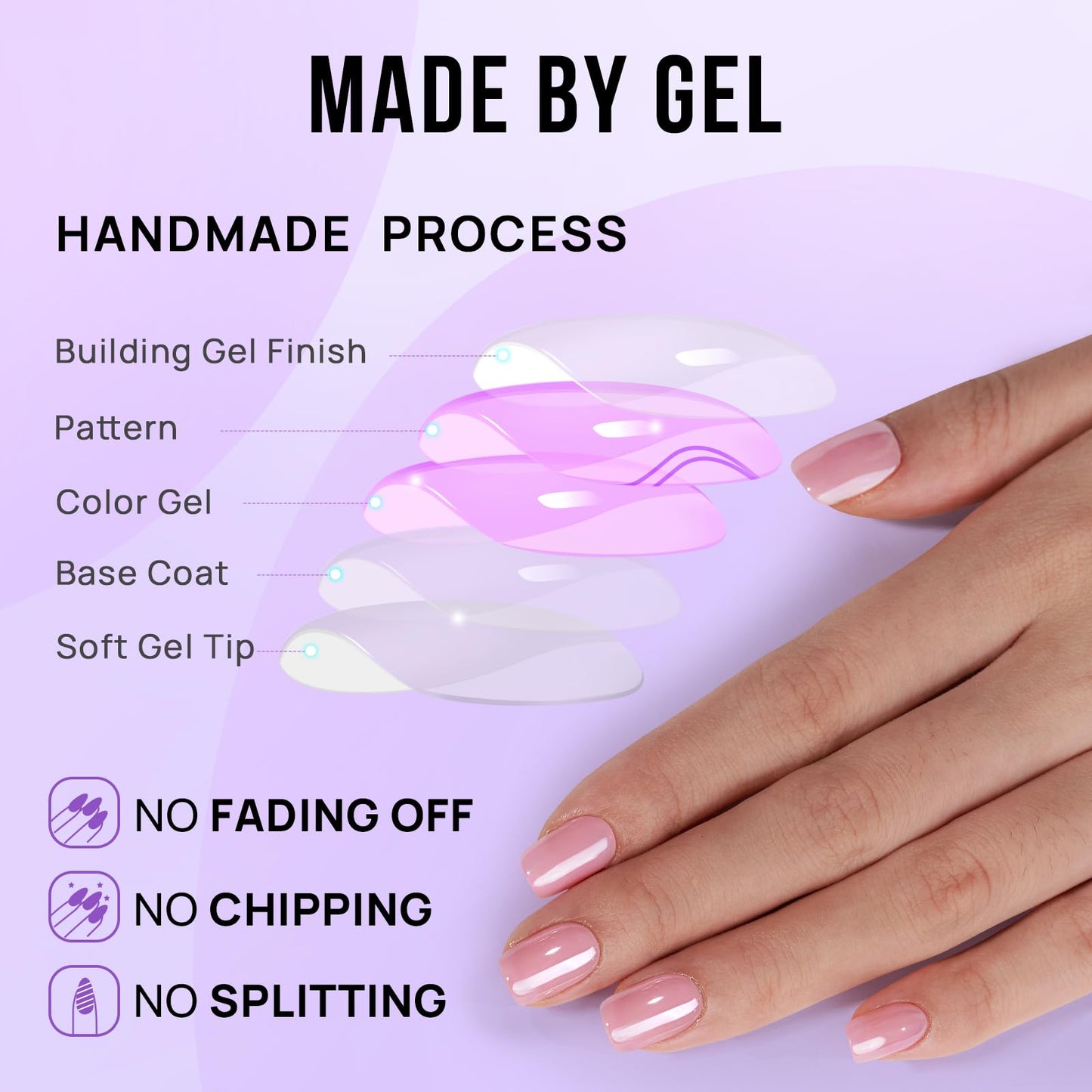 BTArtbox Press On Nails Short - Square Press On Nail, Pink Chrome Nail Tips Glue On Nails with Nail Glue, Reusable Stick On Nails in 16 Sizes - 32 Soft Gel Fake Nails Kit, Lotus Glazed