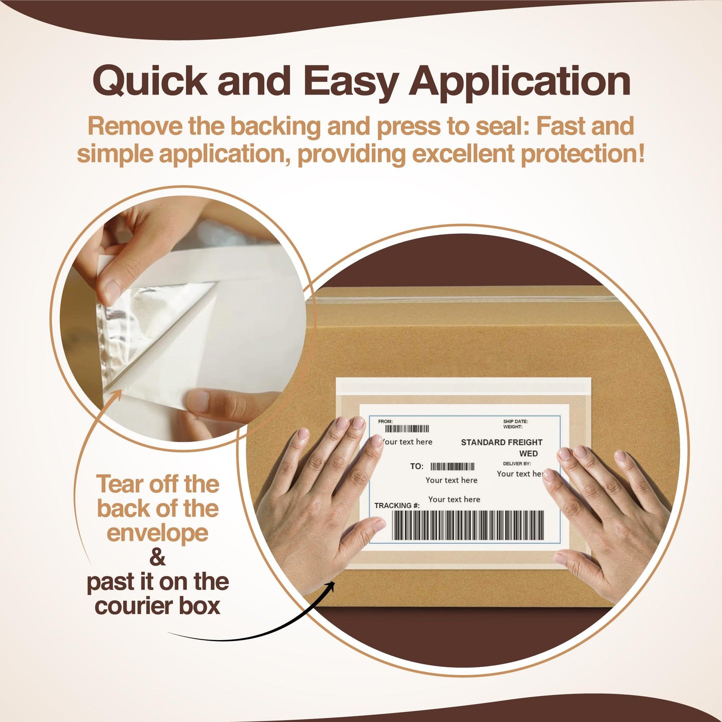 7"x10" Shipping Label Sleeves 100 Pack- 3.12 Mil Thick Strong Adhesive Back Packing Slip Pouches for Secure Package Labelling, Protects Documents with Shipping Label Pouch - WaterProof and Durable