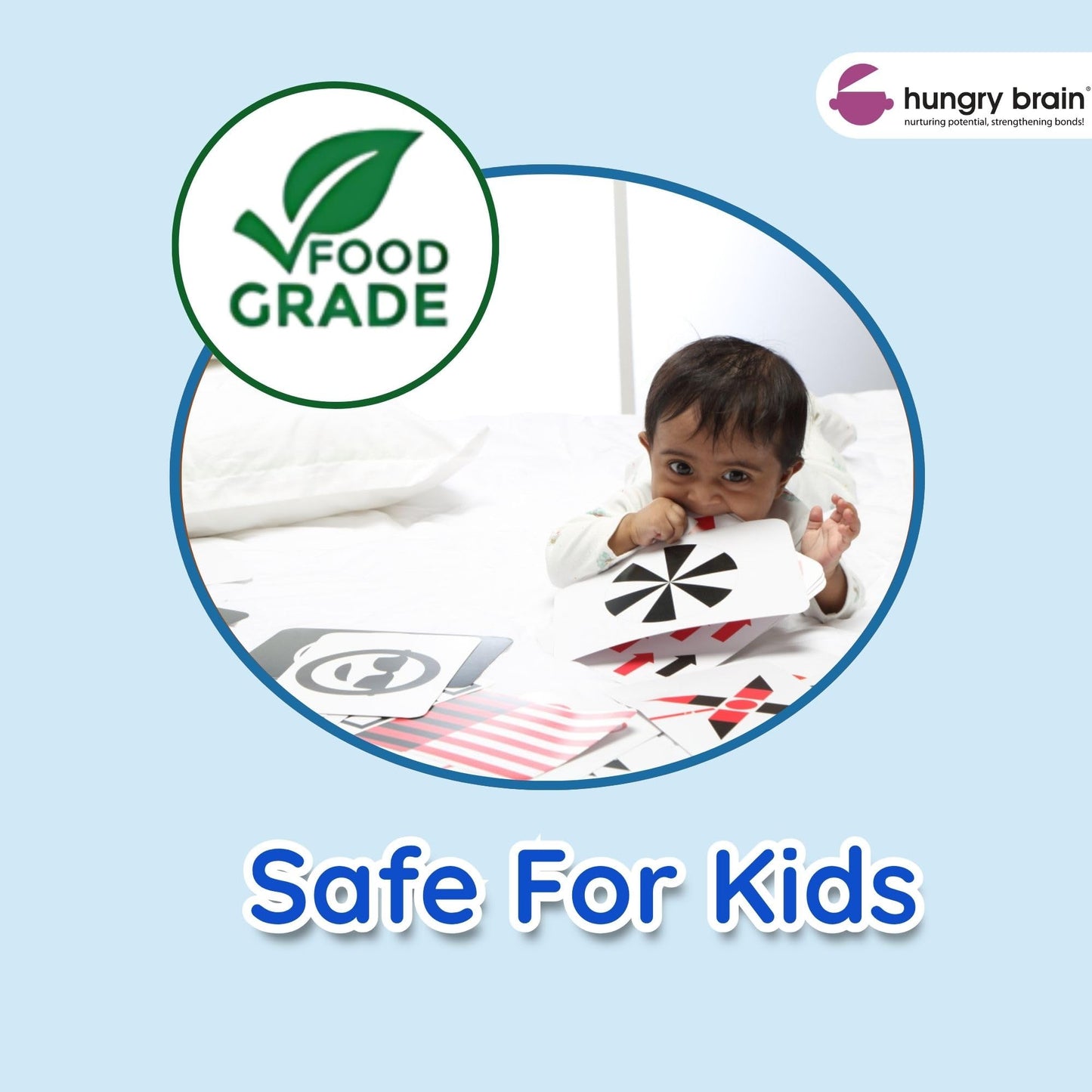 Hungry Brain Fruits Educational High Contrast Baby Flash Cards 3 Months to 6 Years | Visual Stimulation Cards | Brain Development, Montessori Early Learning for Toddlers, Infants, Preschool Kids