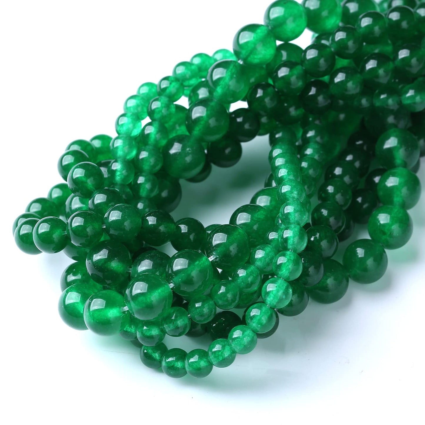 90PCS 4MM Green Jade Chalcedony Beads Round Loose Stone Beads for Jewelry Making DIY Energy Stone Healing Power Bracelet 15"