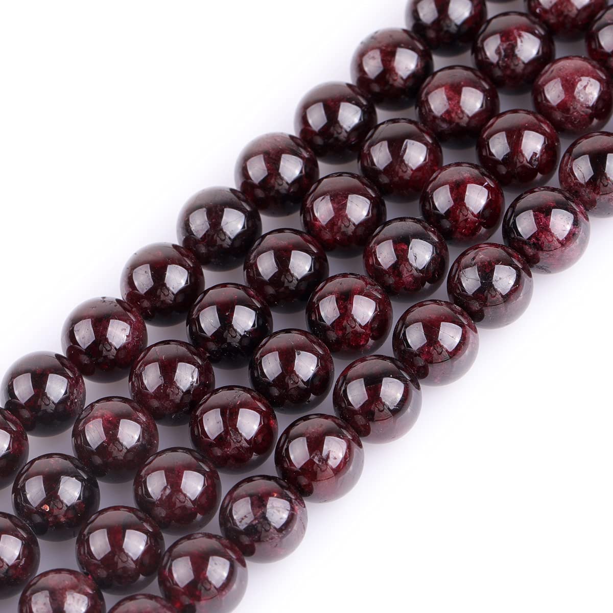 GEM-Inside Natural 8mm Dark Red Garnet Gemstone Smooth Round Stone Loose Beads Crystal Energy Stone Power for Jewelry Making 15"