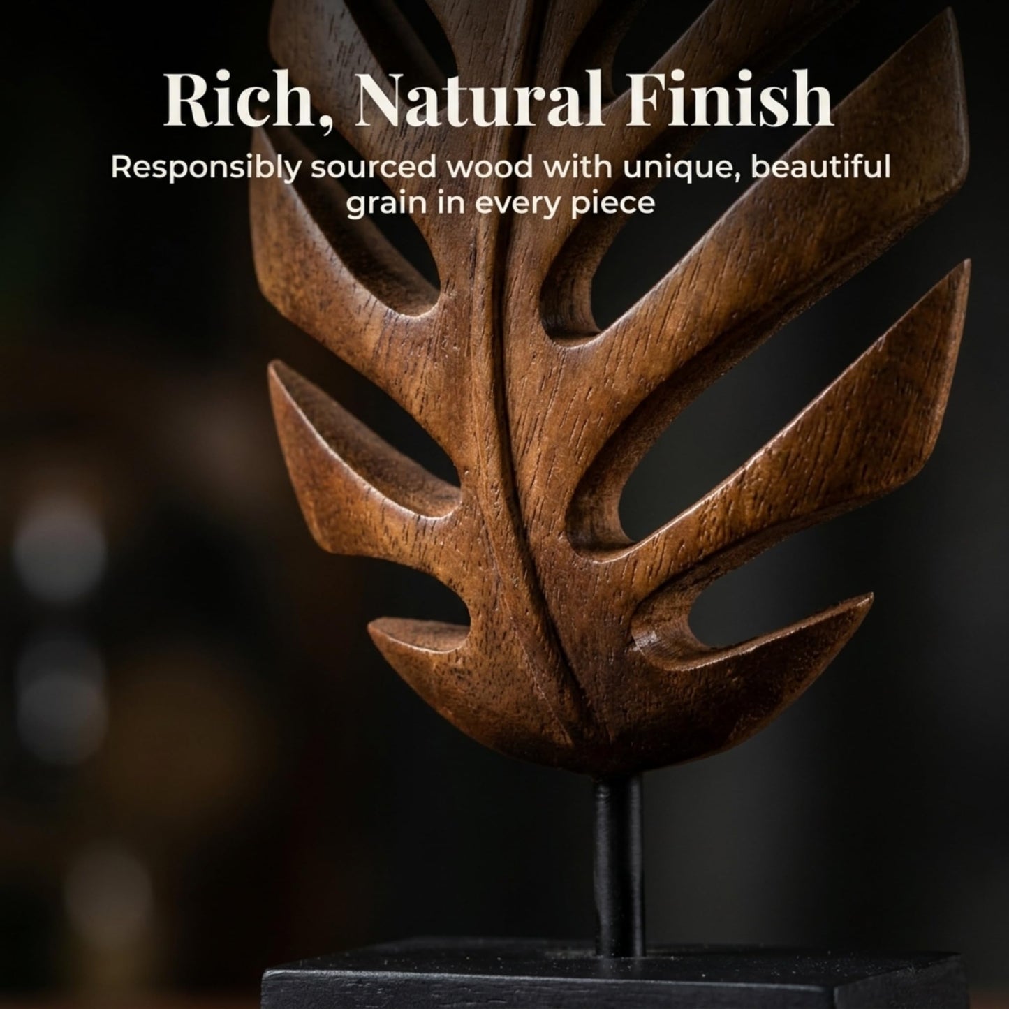 Decozen Solid Wood Leaf Sculpture, Gift for Mom, Home Decor, Living Room, Boho, Coffee Table, Centerpiece Table Decorations, Mantle, Bathroom Shelf, Farmhouse, Christmas Decorations