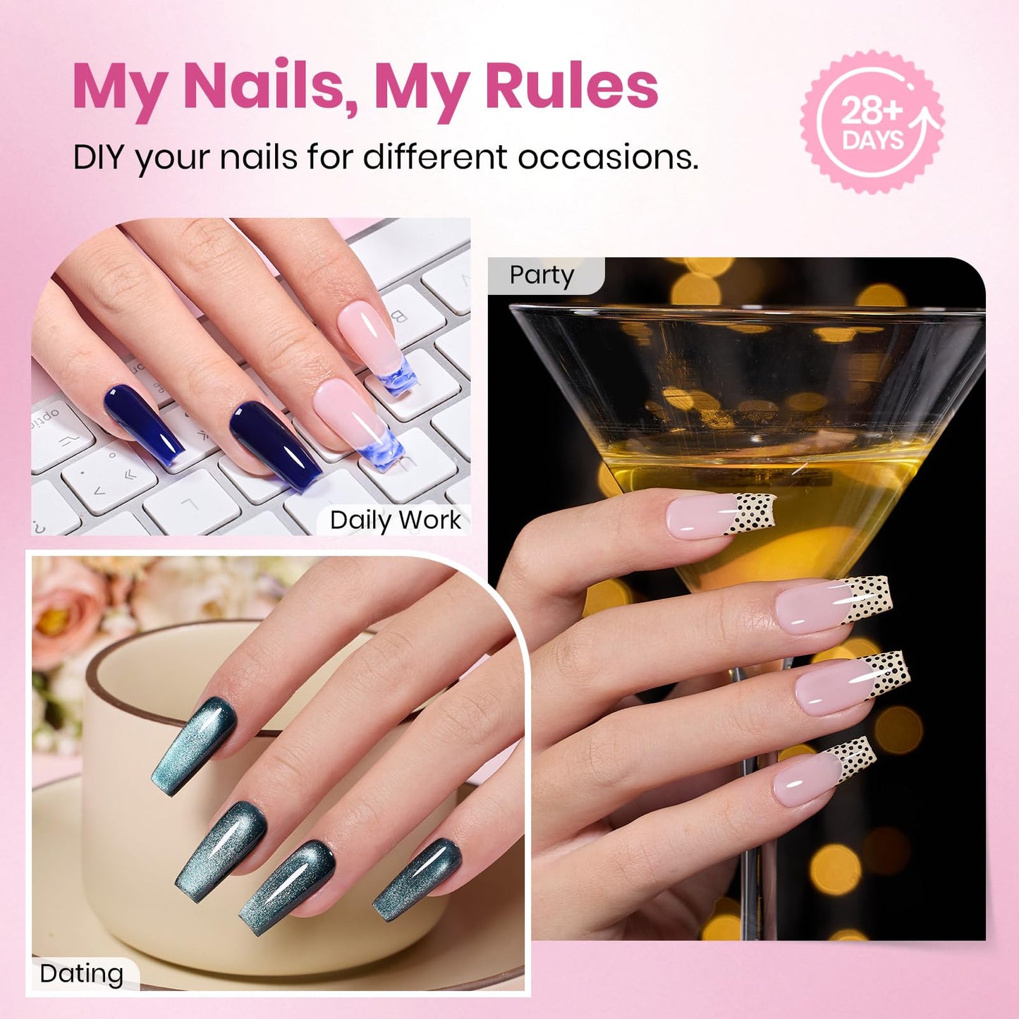 Beetles Gel Nail Tips Flat-X - Coffin Medium, 320pcs 16 Sizes, Pre-Etched Half Matte Full Cover Soft Acrylic Press on False Nail Extension Tips Easy DIY Salon Art for Flat & Natural Nail Beds