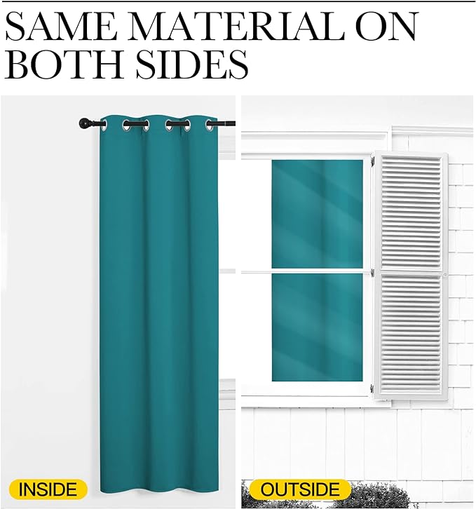 NICETOWN Room Darkening Curtains 90 inch Length 2 Panels, Thermal Insulated Grommet Blackout Curtains for Modern Casual Elegant Bedroom Kids Room Theme Decoration (Peacock Teal, 2 Pieces, W55)