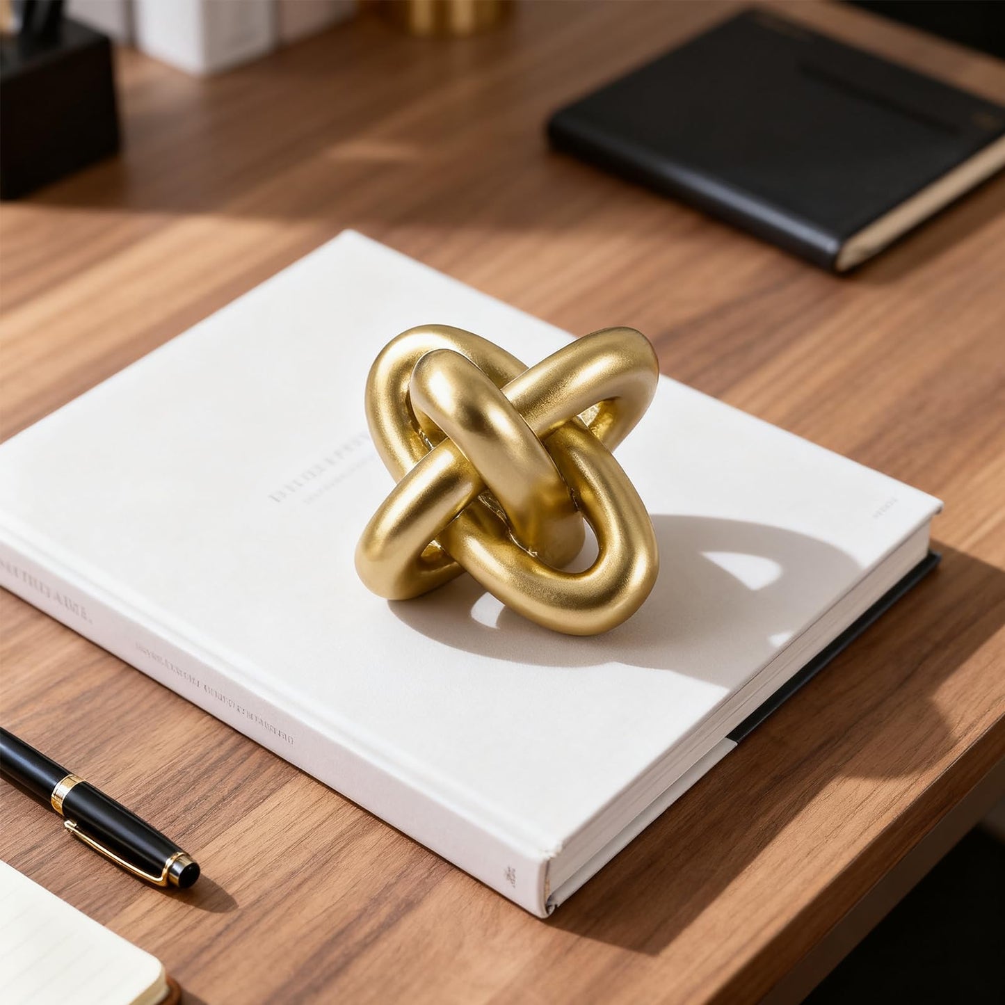 Golden Knot Statue, Three Knot Sculpture Home Decor Accents, Knot Sculptures and Statues for Rustic Coffee Table Living Room Dining Table Entryway Entrance Shelf Small Decorations and Accessories
