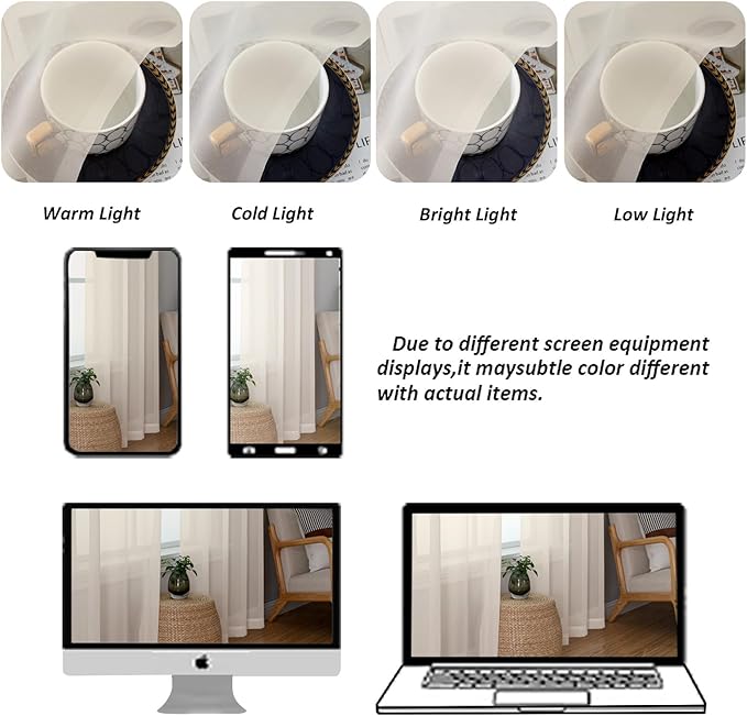 Chyhomenyc Cream Sheer Curtains 108 Inches Long - Light Filtering Voile Extra Long Panel Drapes for Floor to Ceiling Window, Elegant Soft Living Room Curtains, Each 42Wx108L Inch, 9FT, 2 Panels