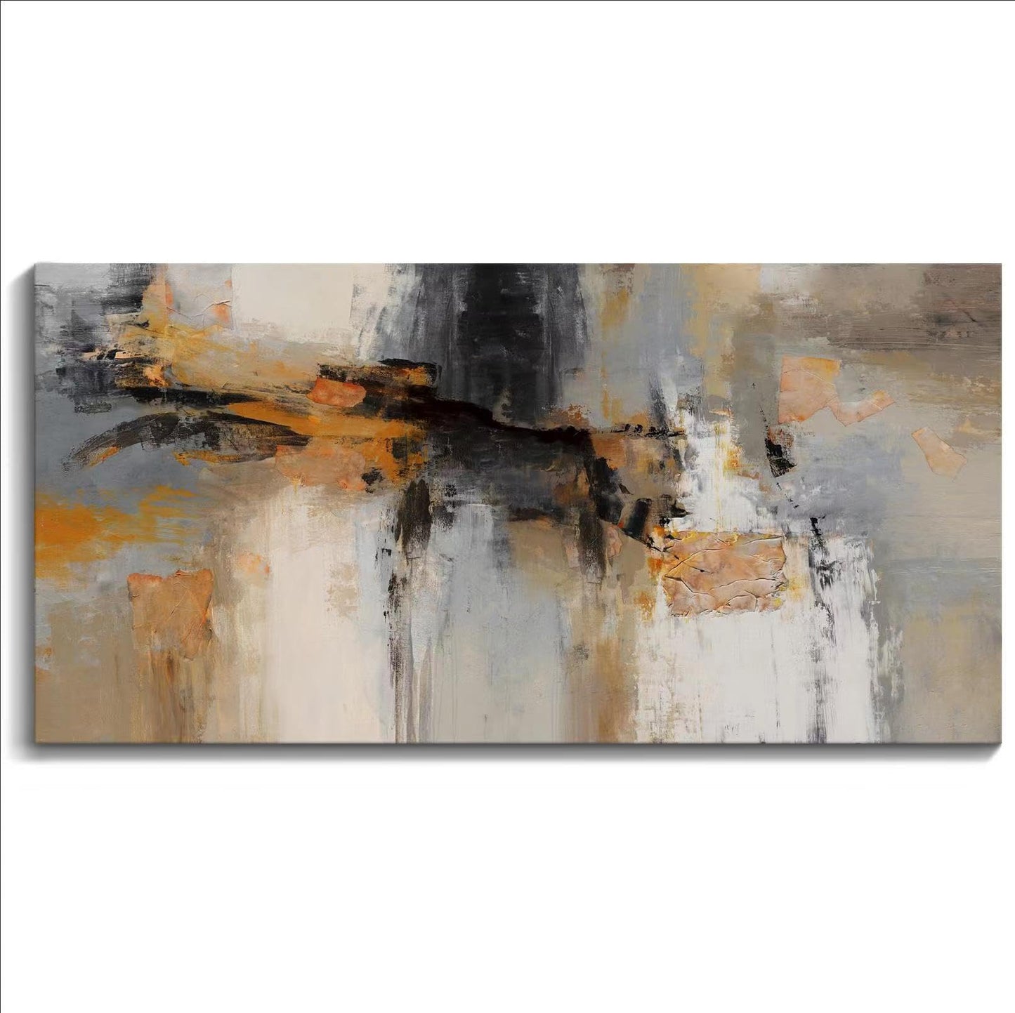 Abstract Wall Art - Large Canvas Wall Art for Living Room, Bedroom, Office - Framed Modern Wall Decor in Gray and Yellow - Artwork Paintings & Pictures