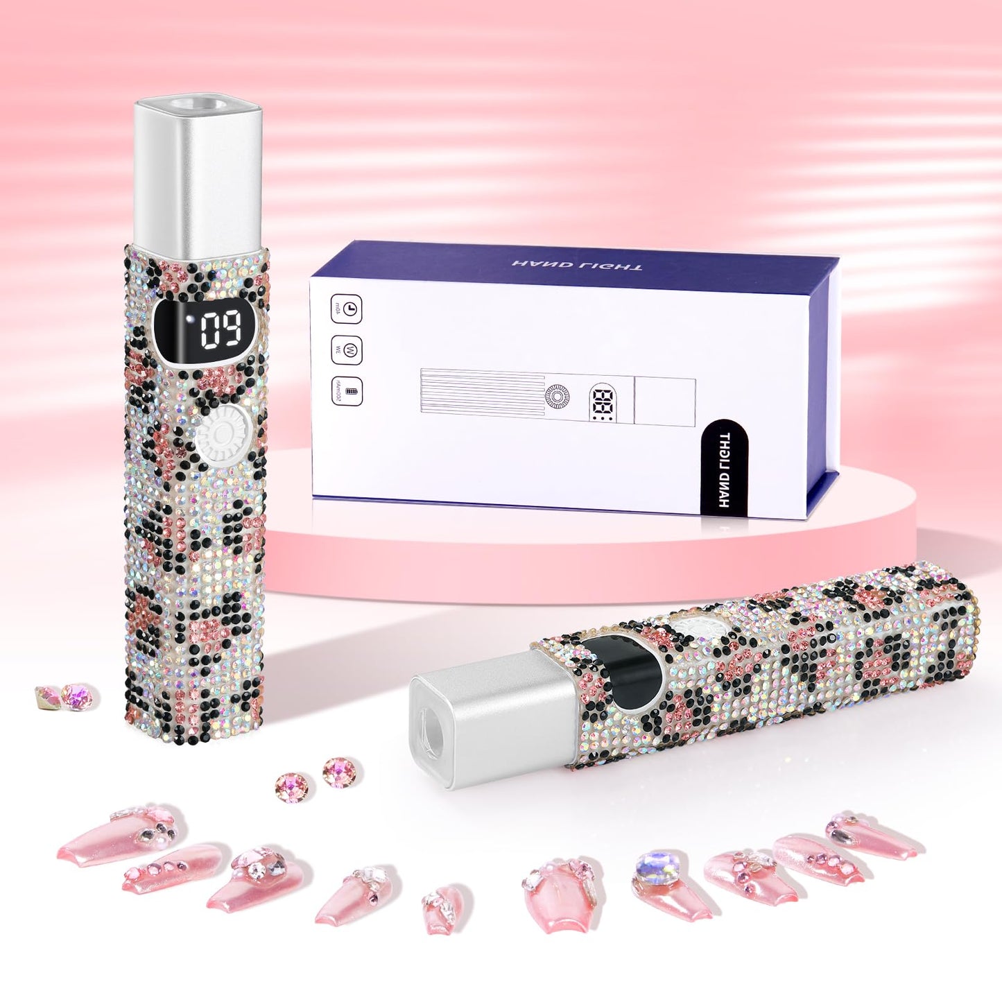 CHRISTINE SHELLY Handheld UV Light for Gel Nails,Mini LED Cordless Nail Lamp for Gel Nail Polish,Portable Flash Cure Lamp,Rechargeable USB Nail Dryer with LCD Display Fast Curing Home DIY