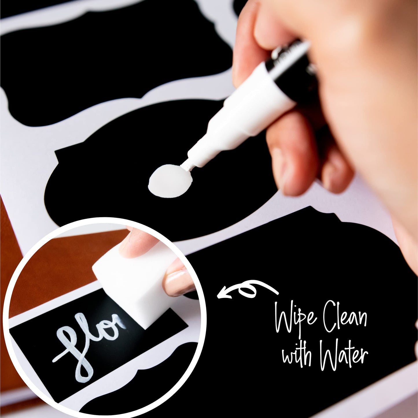 SAVVY & SORTED Erasable White Chalk Markers, 2PK 3mm Liquid Fine Tip Pens Chalkboard Bistro Marker for Glass Window Board