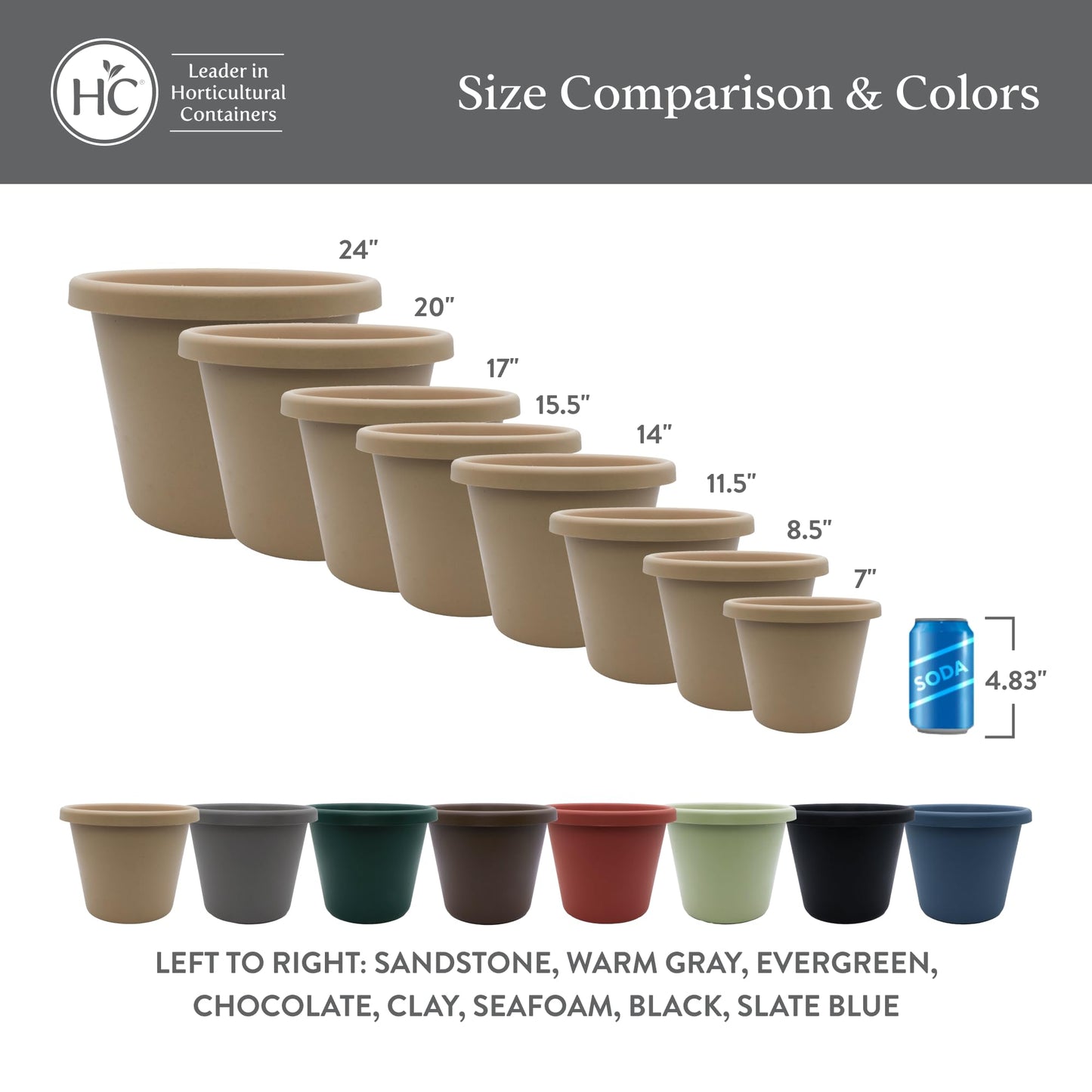 The HC Companies 11.5 Inch Classic Round Planter Pots with Drainage, Rolled Rim Plastic Planters for Indoor & Outdoor Plants, 2-Pack Decorative Flower Pots for Garden, Office & Home Decor, Chocolate