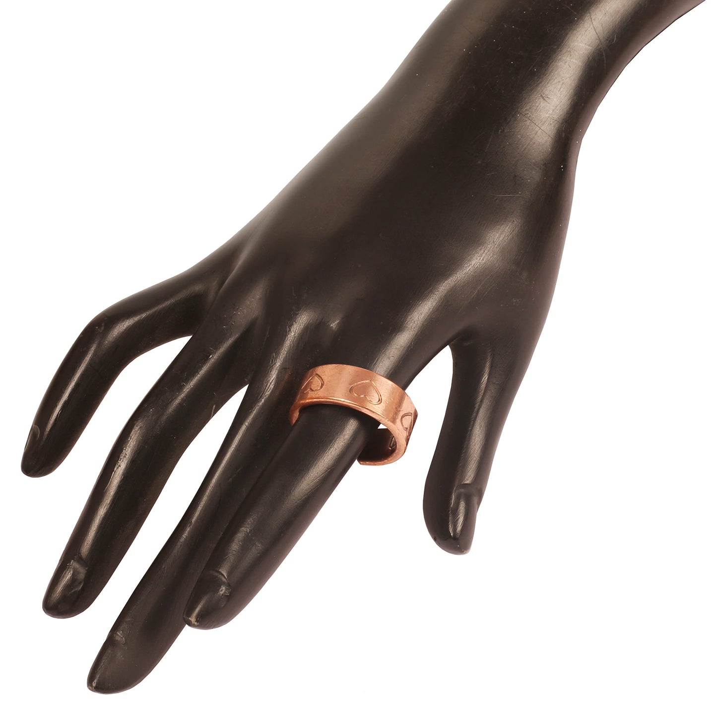 Touchstone Handcrafted By Indian Skilled Artisans Durable Pure Copper Symbolic Love Heart Shape Magnetic Ring In Natural Tone