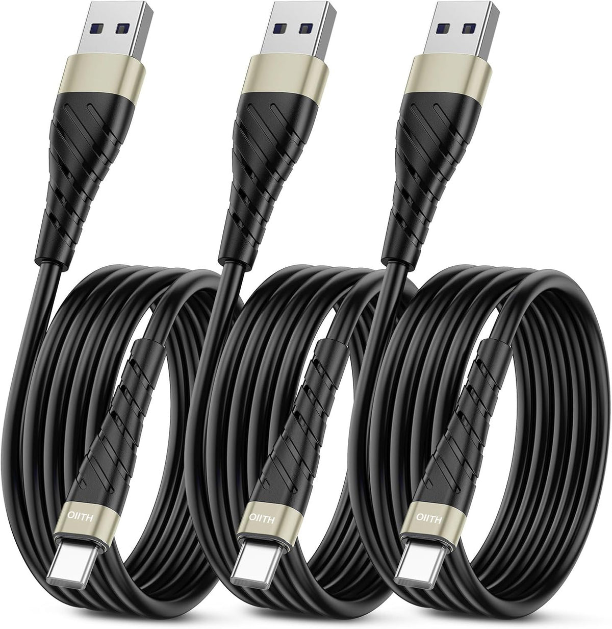 OIITH 3FT Gold 3Pack USB Type C to USB A 3A Fast Charging Cable for iPhone 15/15 Plus/15 Pro/15 Pro Max/Samsung/Pad/Laptop/LG