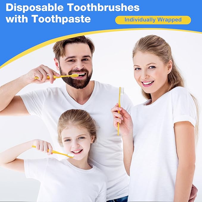 Disposable Toothbrushes with Toothpaste 300 Pack, Travel Size Toothbrush and Toothpaste Set, Bulk Tooth Brush Tooth Paste Kit, Individually Wrapped Travel Toiletries for Homeless, Hotel