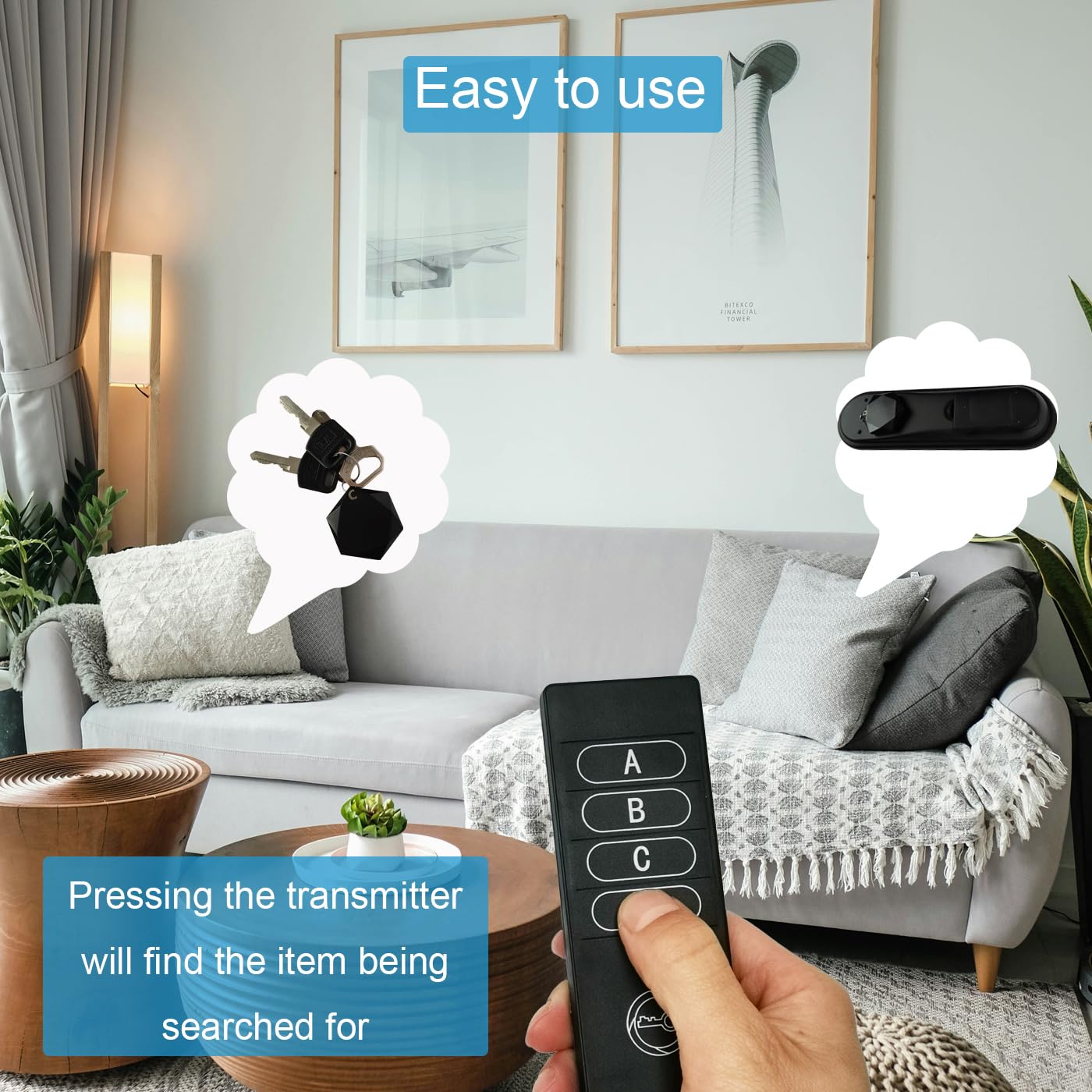 Remote Control Finder Locator with Sound,115ft Range 85db Key Finder,Use for Looking Key,Tv Remote,Phone Charger,Wallet,Bag