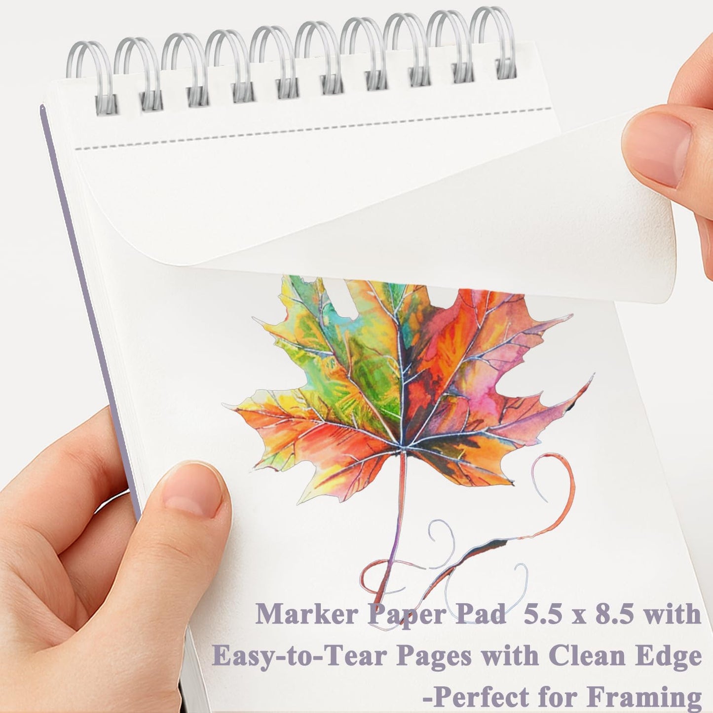 Fuxi Marker Paper Pad, 120lb/200gsm Art Paper of Markers, 2-Pack, 50 Sheets Per Pad (5.5" x 8.5").