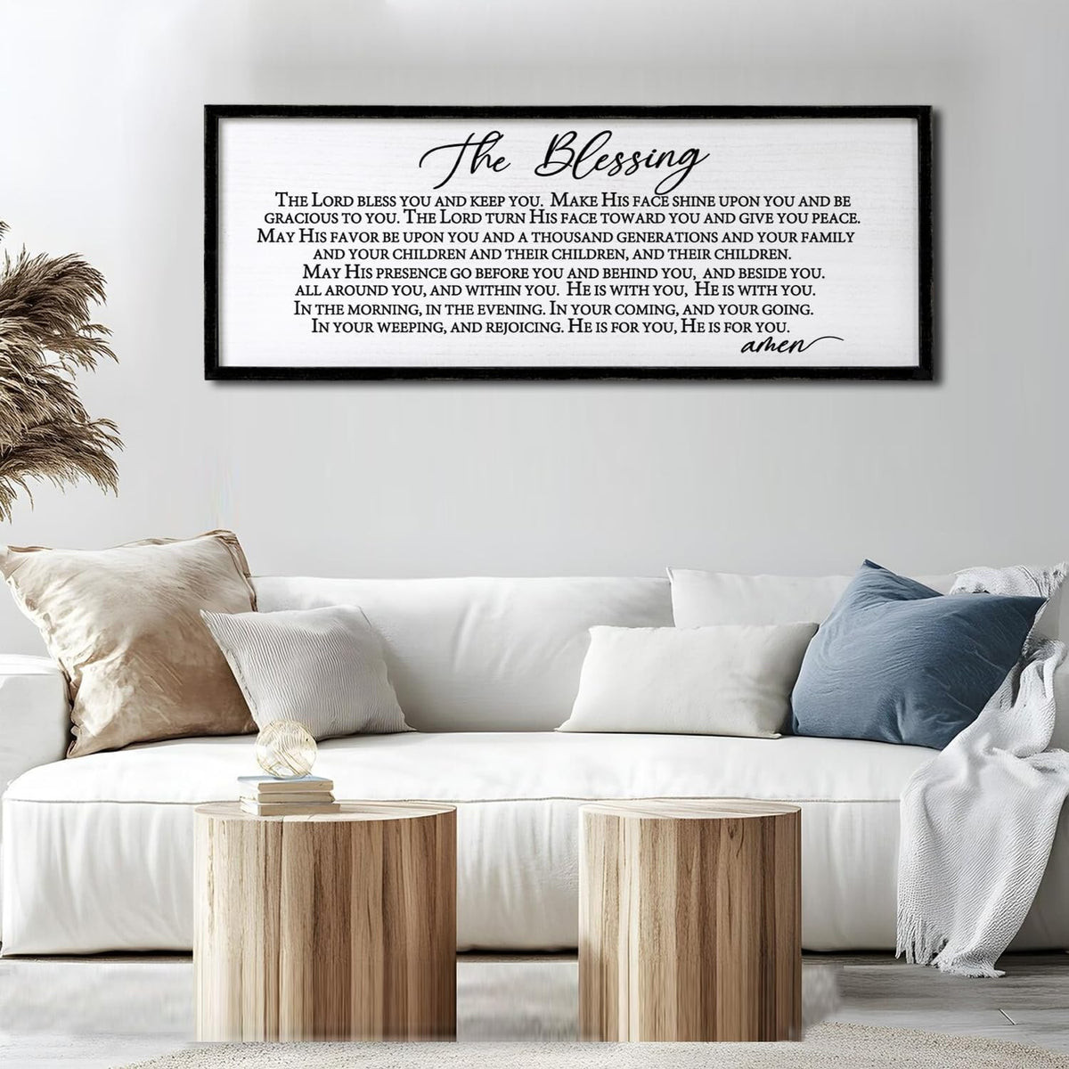 The Blessing Christian Song Lyrics Wall Decor 32"×12" Bible Verse May The Lord Bless You Scripture Wall Art Sign (Black)