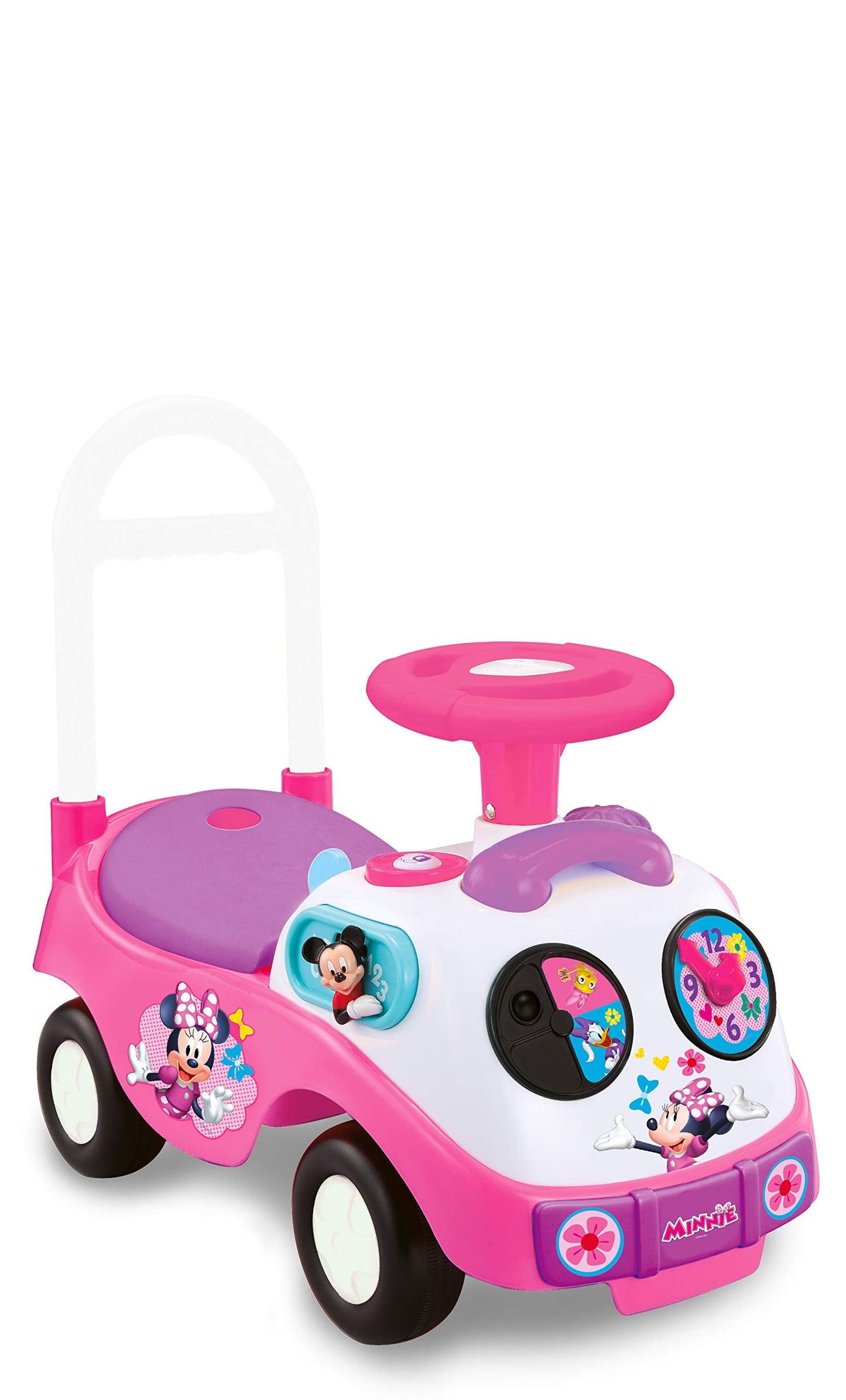 Kiddieland Minnie Mouse My First Activity Ride-On with Lights, Sounds, Steering Wheel, Toddler Push Car Ages 1–3, Educational Clock, Batteries Included
