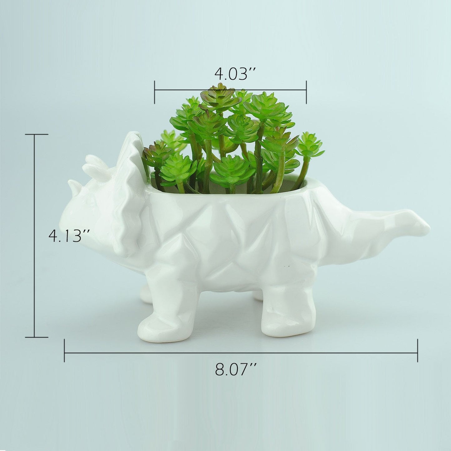 VanEnjoy White Cute Animal Planter, Dinosaur Succulent Planter, Supersaurus Size, Indoor Use