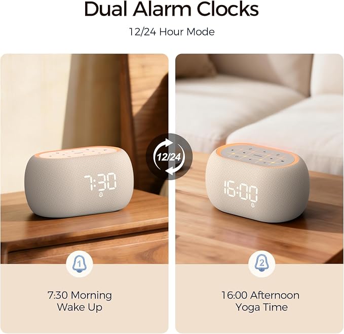 ANJANK Alarm Clock Radio with Dual Alarm for Bedroom, 7-Color Night Light,0-100% Dimmer, 8 Sounds + Gentle Light Wake UP,16-Level Volume,Bedside Digital FM Radio with Sleep Timer, Clock for Kids Teens