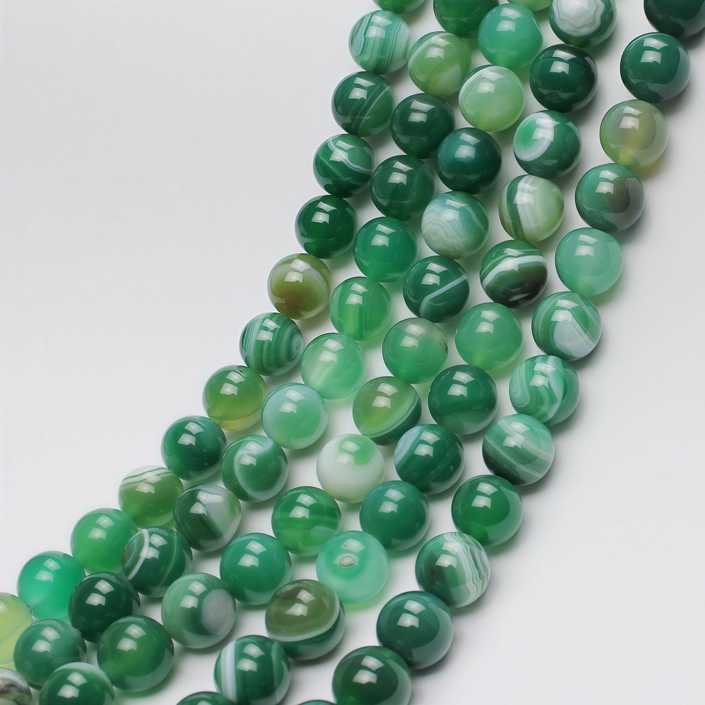MJDCB Natural Stone Beads Green Striped Agate Round Loose Beads for Jewelry Making DIY Bracelet Necklace (10mm)